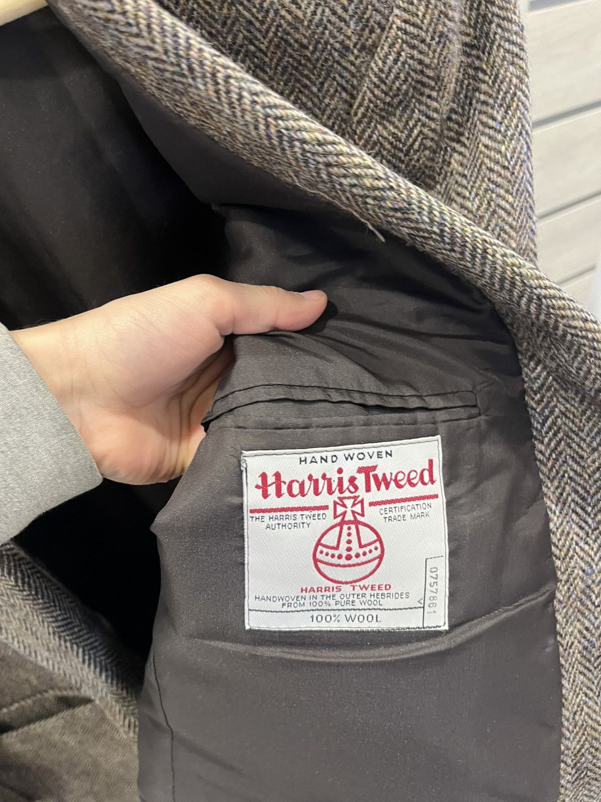 Harris Tweed VINTAGE Harris Tweed Mens Gray Wool Handwoven Made in USA Size 42R - 7 Thumbnail