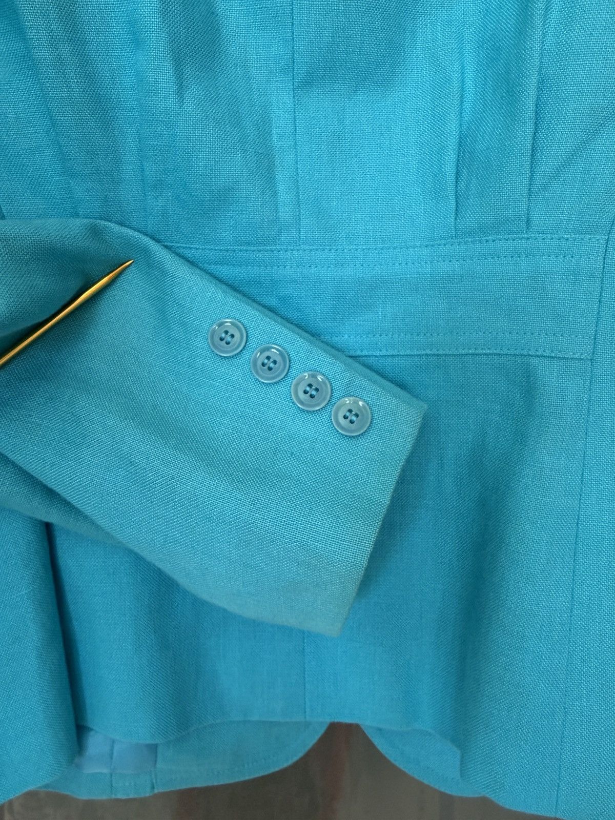 Talbots Talbot Woman Bright Azure Blue Irish Linen Blazer 8 LONG Size M / US 6-8 / IT 42-44 - 6 Thumbnail