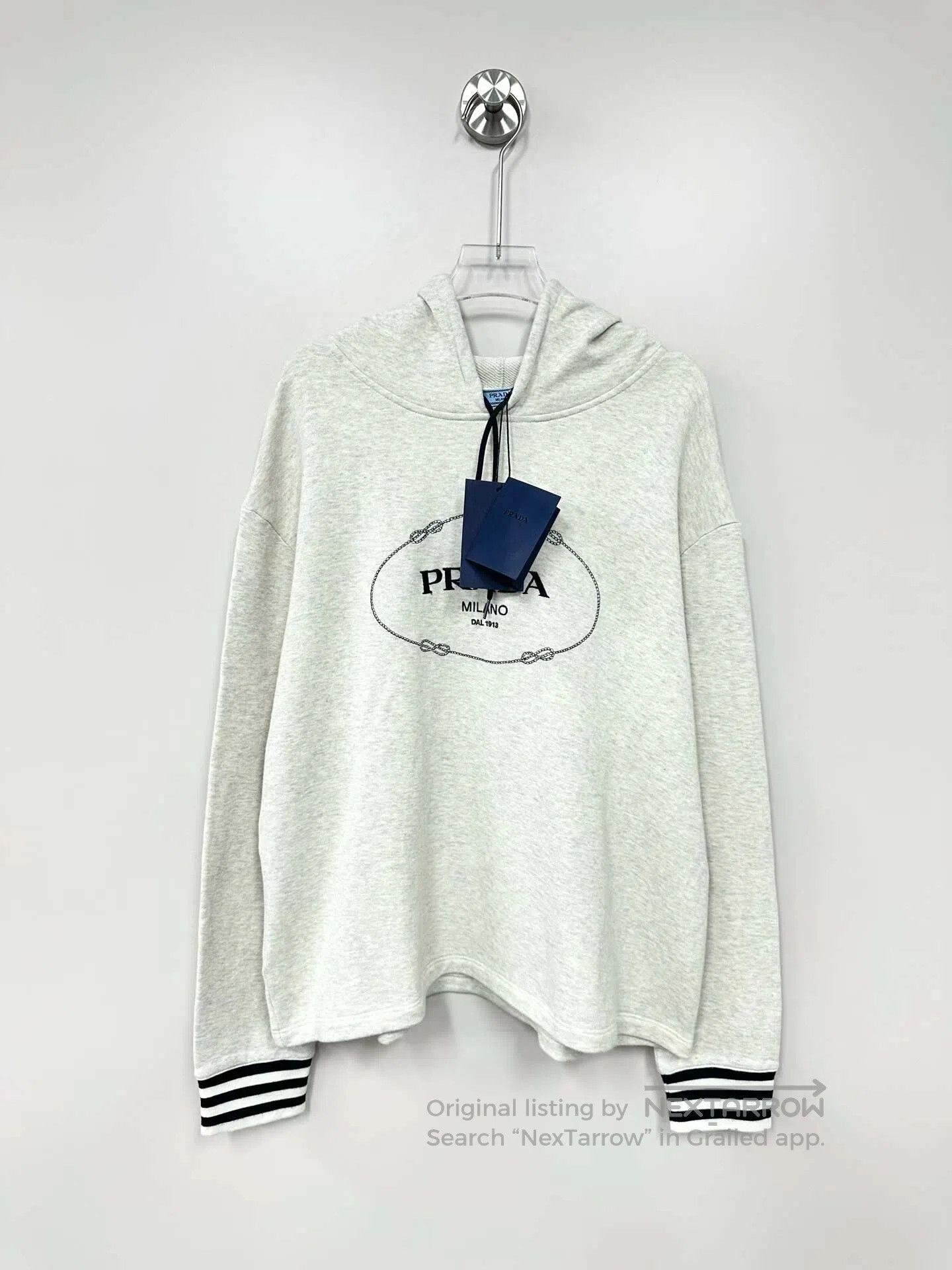 Prada Prada Grey Letter Logo Stripe Hooded Sweatshirt| Size US XS / EU 42 / 0 - 1 Thumbnail
