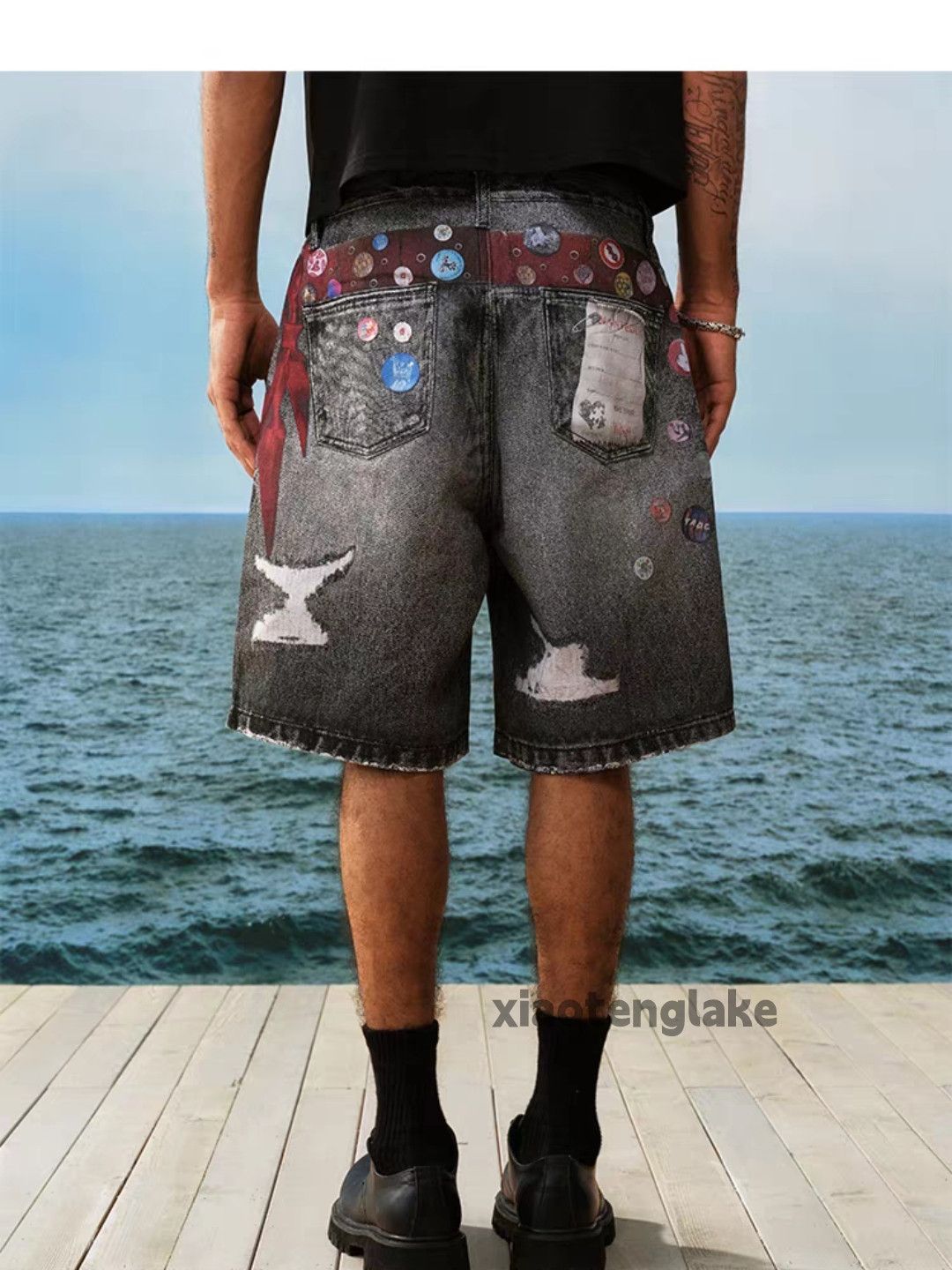 Designer × Japanese Brand × Vintage Unisex washed faded print pattern graphic shorts Size US 32 / EU 48 - 3 Thumbnail