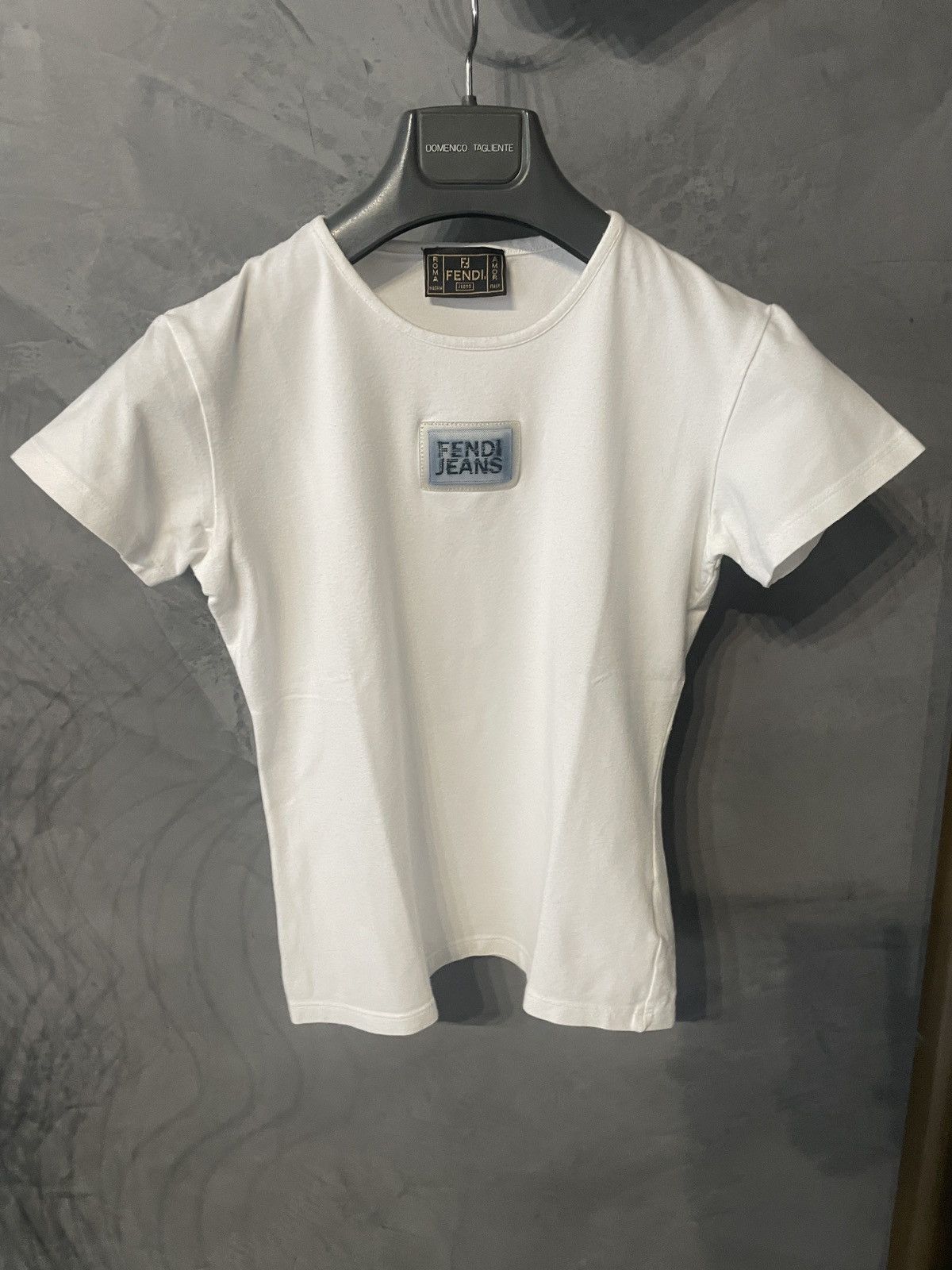 Fendi Rare 90s Fendi Jeans Logo Patch Tee – Vintage Archive Piece Size S / US 4 / IT 40 - 1 Thumbnail