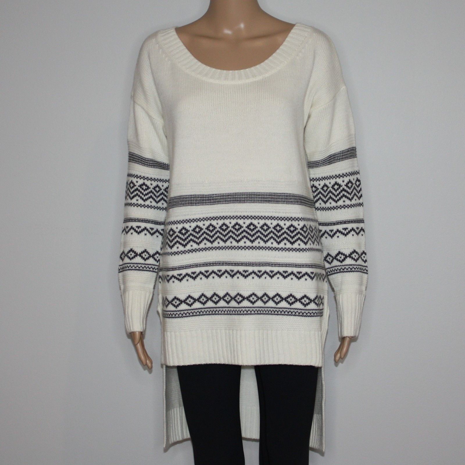 Splendid Asymmetric Intarsia-knit Cream Sweater MRSP $278 Size M / US 6-8 / IT 42-44 - 3 Thumbnail