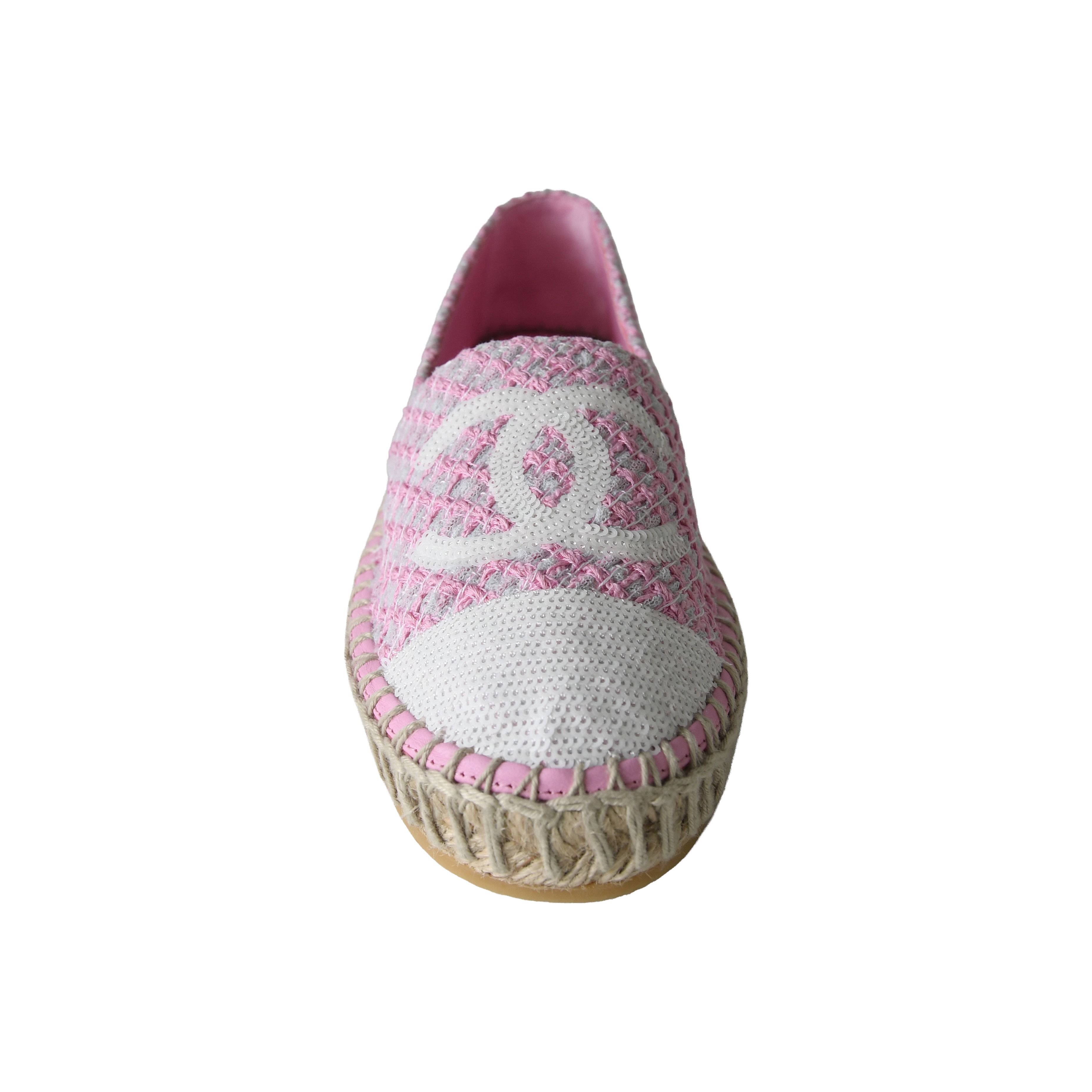 Chanel Chanel Espadrilles Tweed Lambskin Flats Light Pink White Size US 5 / IT 35 - 5 Thumbnail
