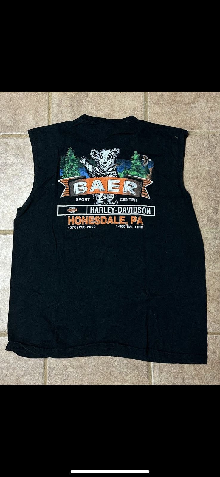 Harley Davidson × Vintage Vintage Harley Davidson Graphic Sleeveless T - Honesdale, PA Size US XL / EU 56 / 4 - 1 Thumbnail