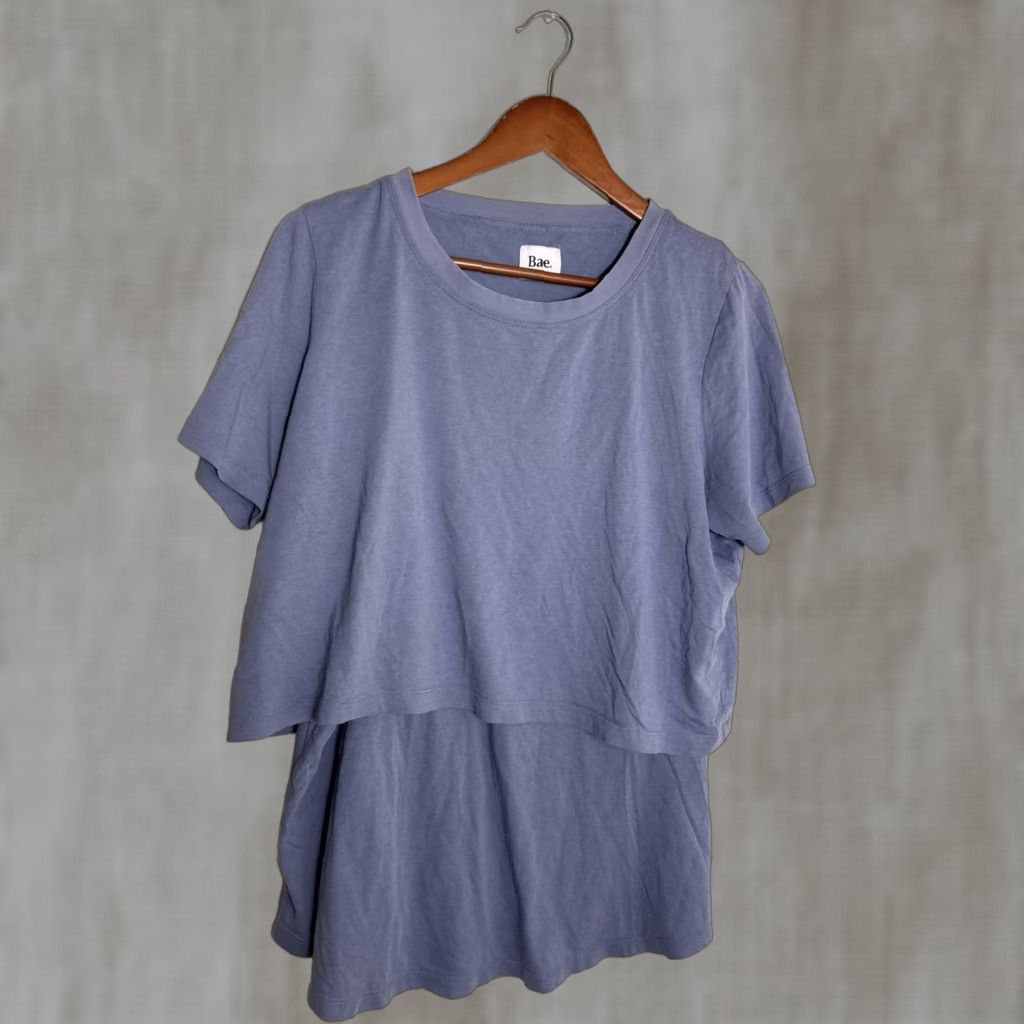 Vintage BAE Maternity Short Sleeve T Shirt Layered Blue Womens Medium Nursing Size M / US 6-8 / IT 42-44 - 1 Thumbnail