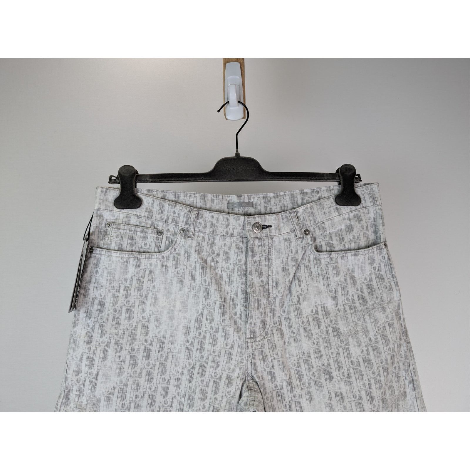 Dior o1rshd1 Straight Oblique Print Cotton Denim Jeans in Blanc Size US 34 / EU 50 - 3 Thumbnail