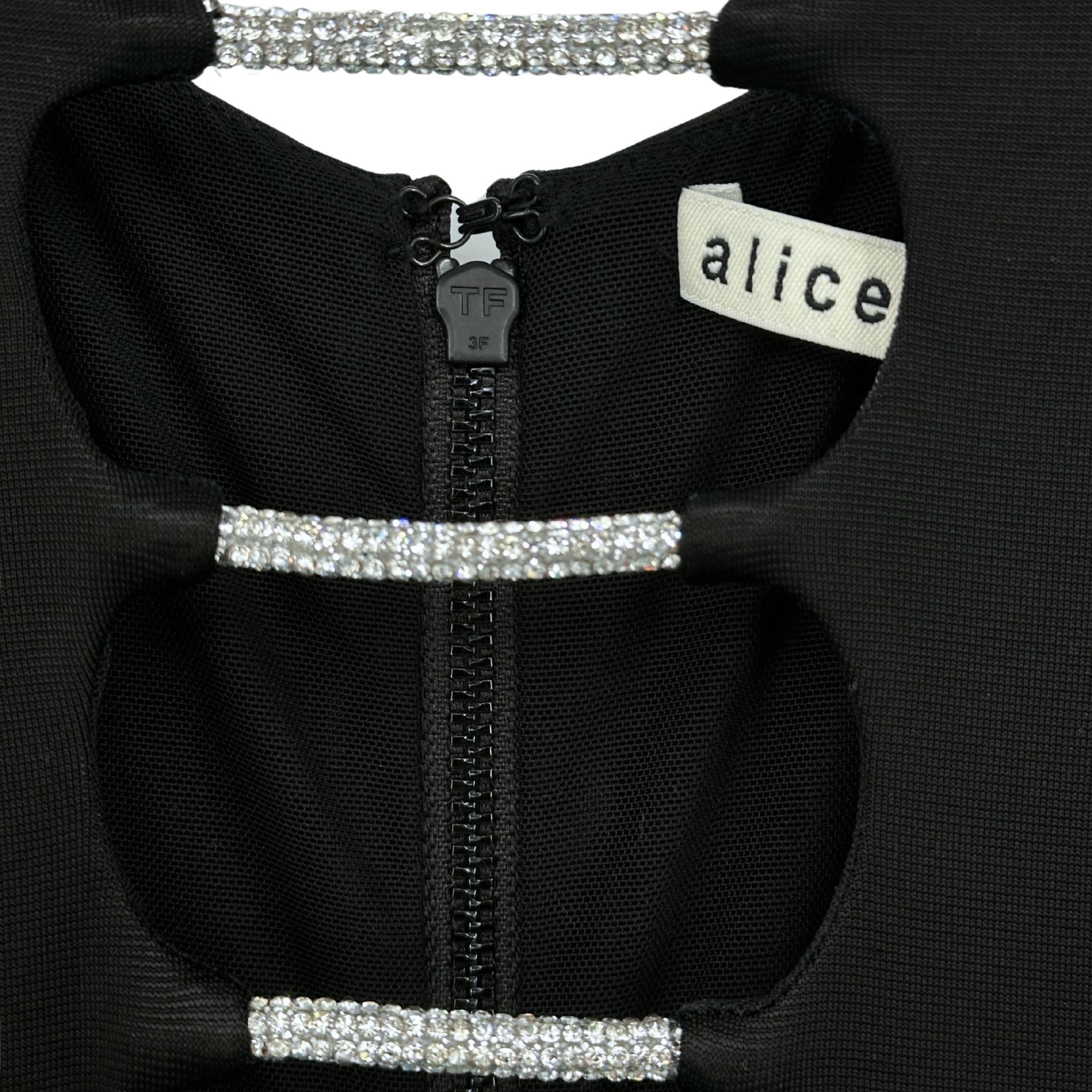 Alice + Olivia Alice + Olivia Kalena Crystal Cutout Black Jersey Maxi Dress Size XS / US 0-2 / IT 36-38 - 6 Thumbnail