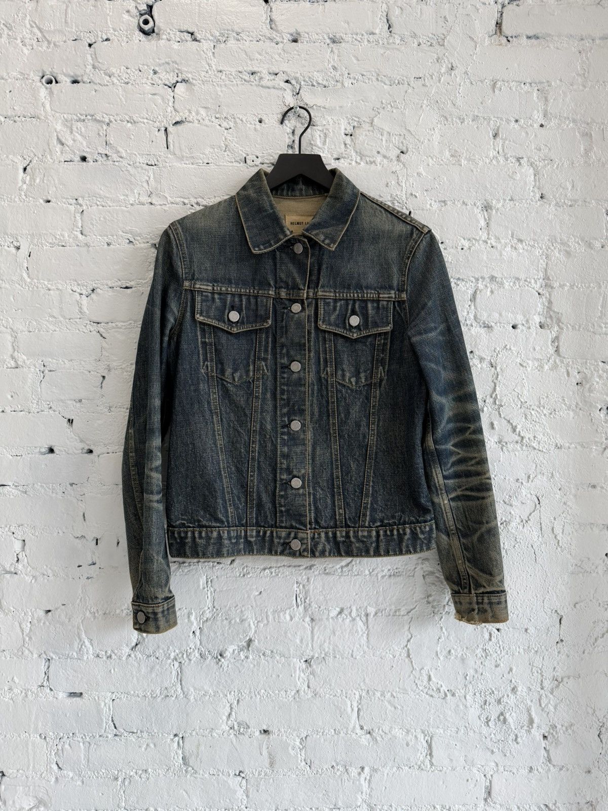 Helmut Lang Helmut Lang 1999 Black Wax Coated Denim Oversleeve
