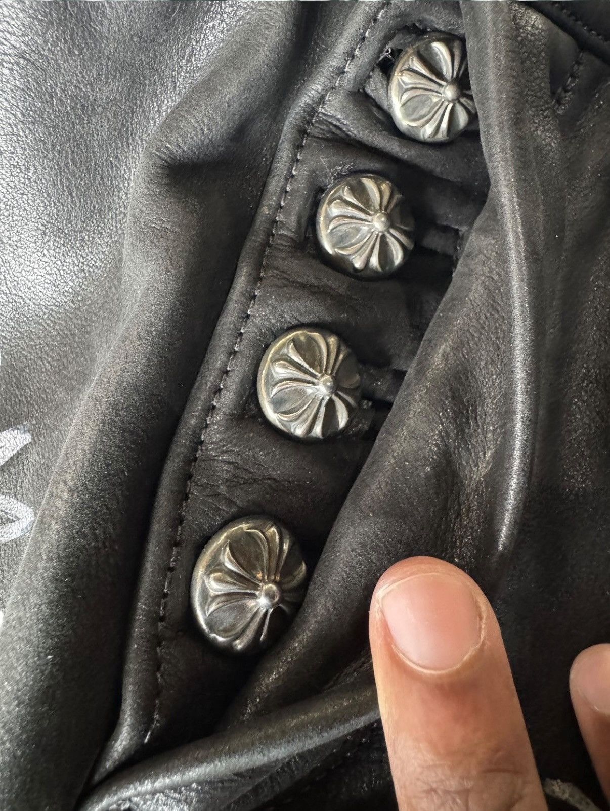 Chrome Hearts 1/1 Matty Boy Chrome Hearts Painted Leather Fleur-Knee Pants Size US 29 - 9 Thumbnail