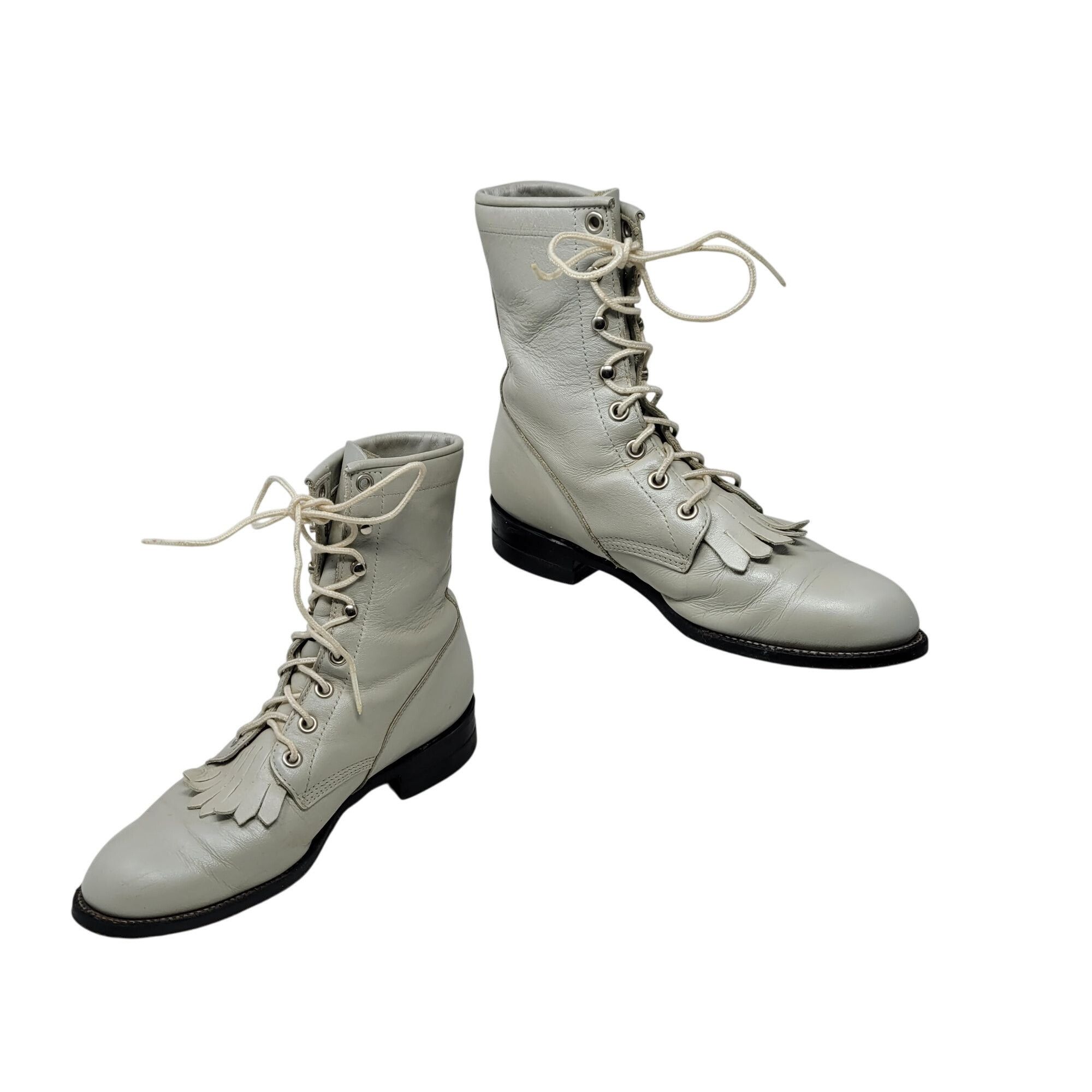 Vintage Vtg Roper Kiltie Boots USA Leather Western Combat Boots Lace Size US 5.5 / IT 35.5 - 10 Thumbnail