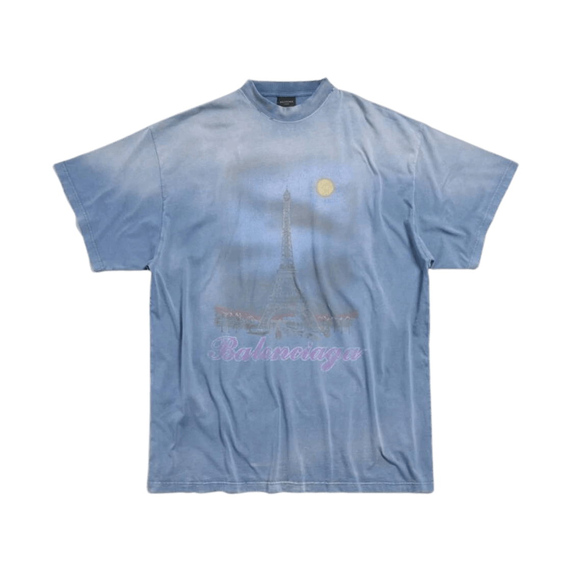 Balenciaga o1bcso1str0226 Paris Moon T-Shirt Oversized In Blue Size US S / EU 44-46 / 1 - 1 Thumbnail