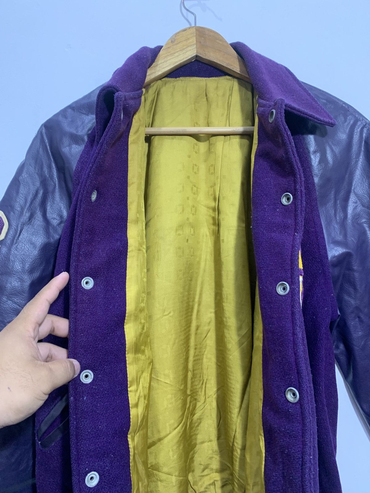 Leather ▪️Vintage Wool Leather Varsity Jacket Size US L / EU 52-54 / 3 - 4 Thumbnail