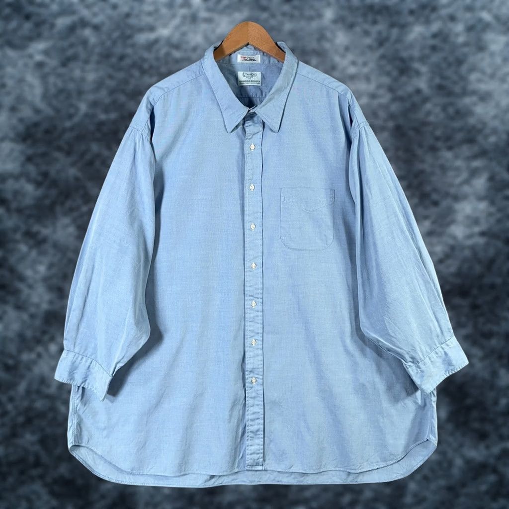 Vintage VINTAGE Gitman Bros Dress Shirt 2X2 Ply TTX Pinpoint Oxford Blue 20 Tall 34 Neck Button-Down Collar Mens Shirt Size US XXL / EU 58 / 5 - 1 Thumbnail