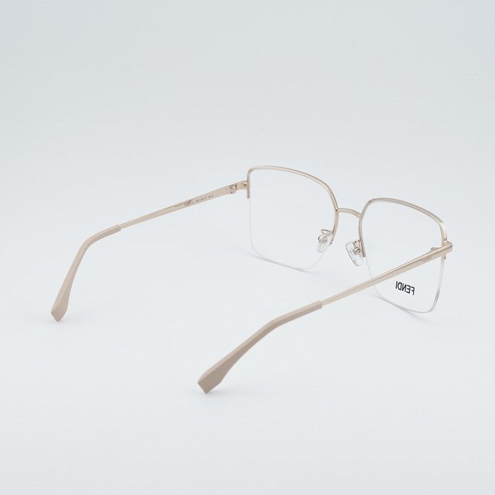 Fendi Fendi FE50091U 028 Semi Rim Eyeglasses Gold 56mm Square Fram Size ONE SIZE - 3 Thumbnail