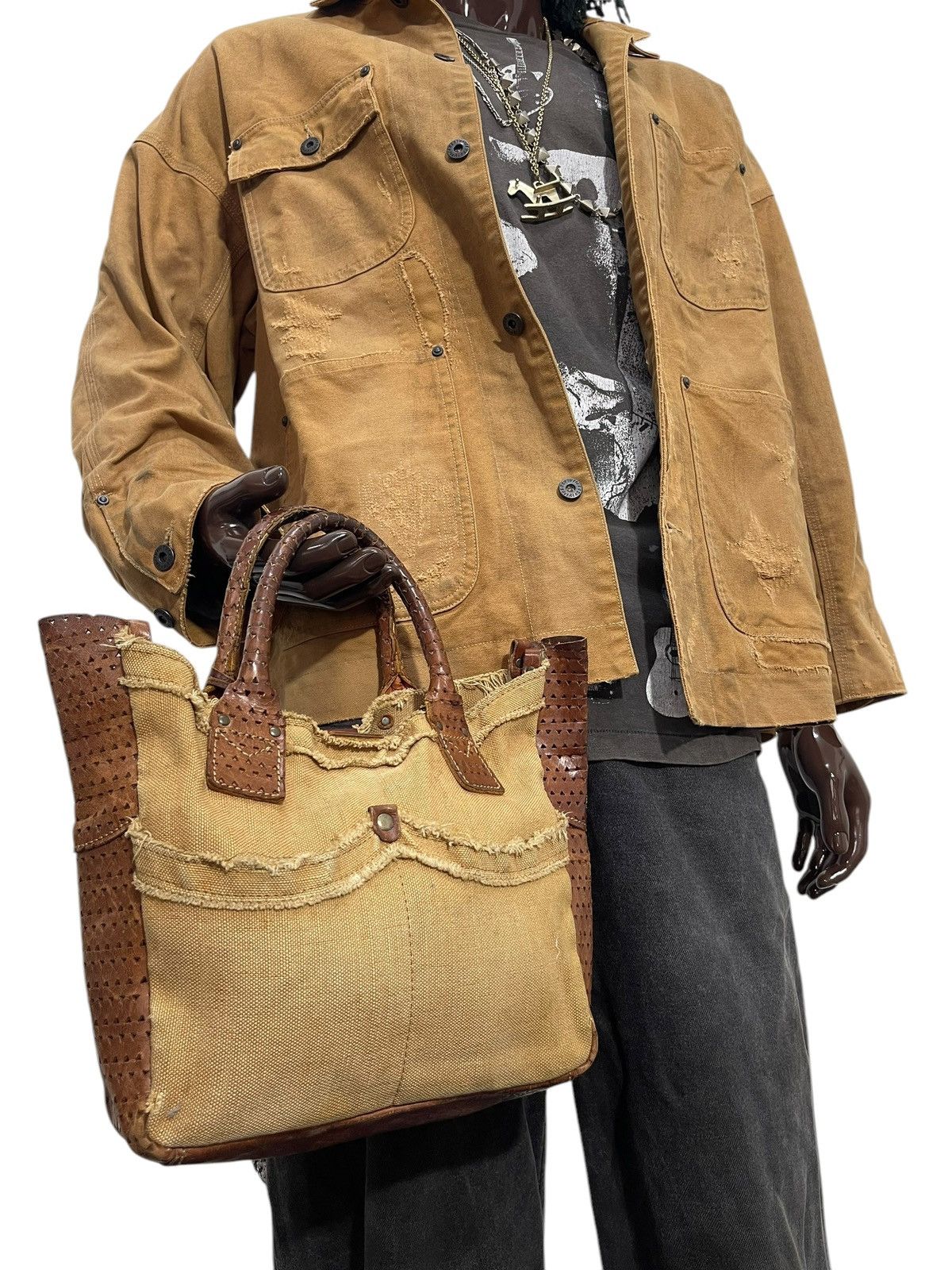 Genuine Leather Leather Cotton Duck Compora Japan Cute Tote Bag 1🟩4 Size ONE SIZE - 1 Thumbnail