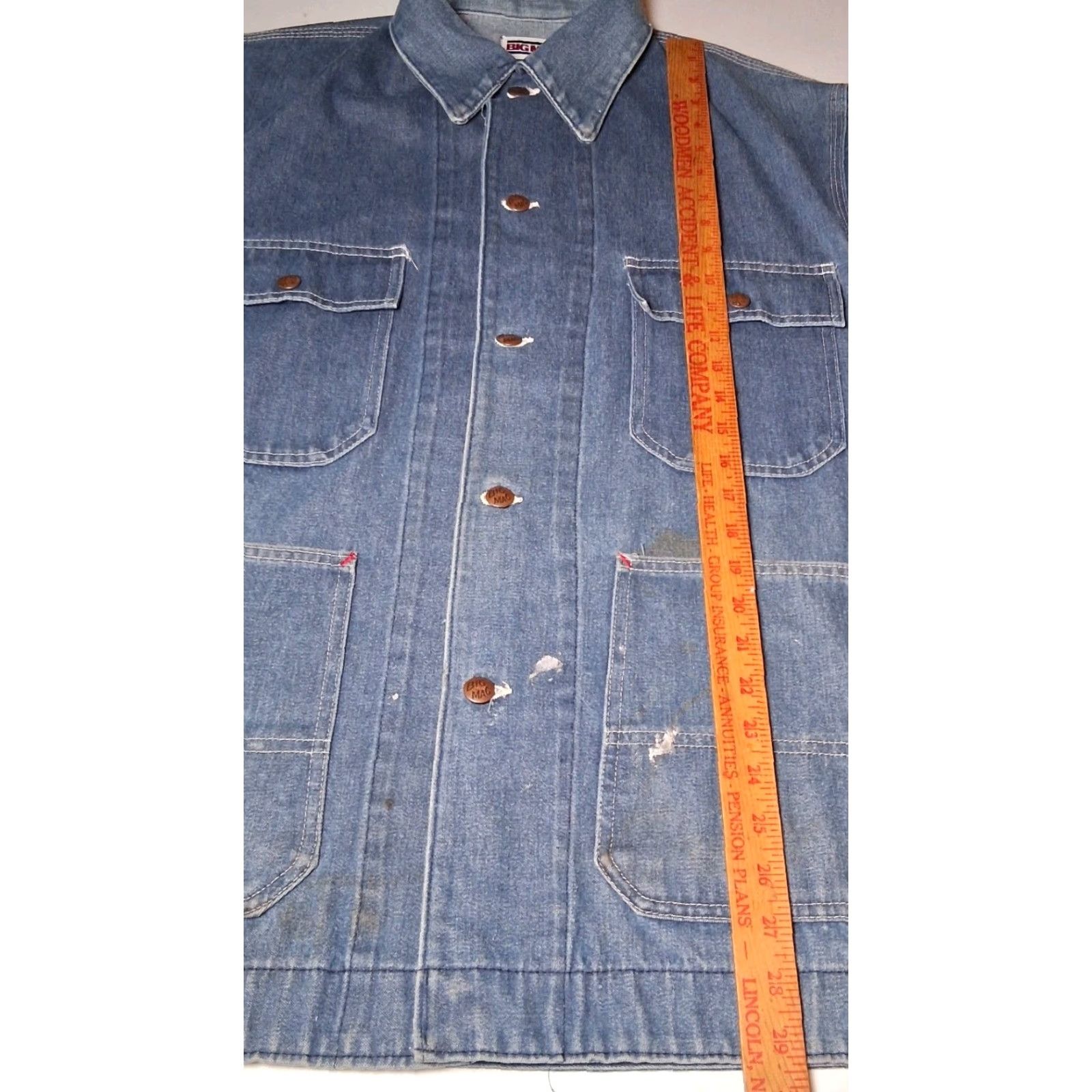 Vintage VINTAGE Big Mac Denim Jacket Jacket Blue Chore Barn Work Workwear Utility READ Mens L Blue Denim Casual Workwear 90s? Size US 33 - 5 Thumbnail