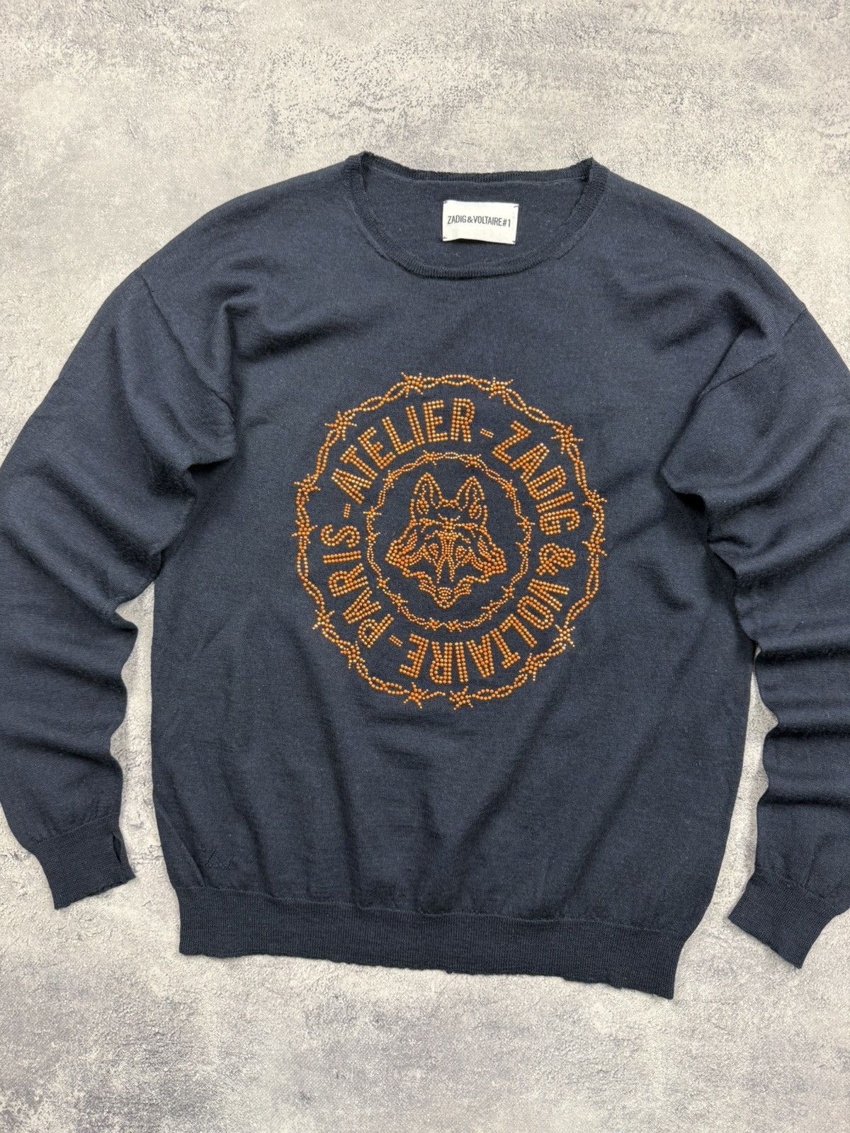 Zadig & Voltaire Zadiq & Voltaire Sweater Navy Jumper Big Logo Streetwear Size US M / EU 48-50 / 2 - 7 Thumbnail