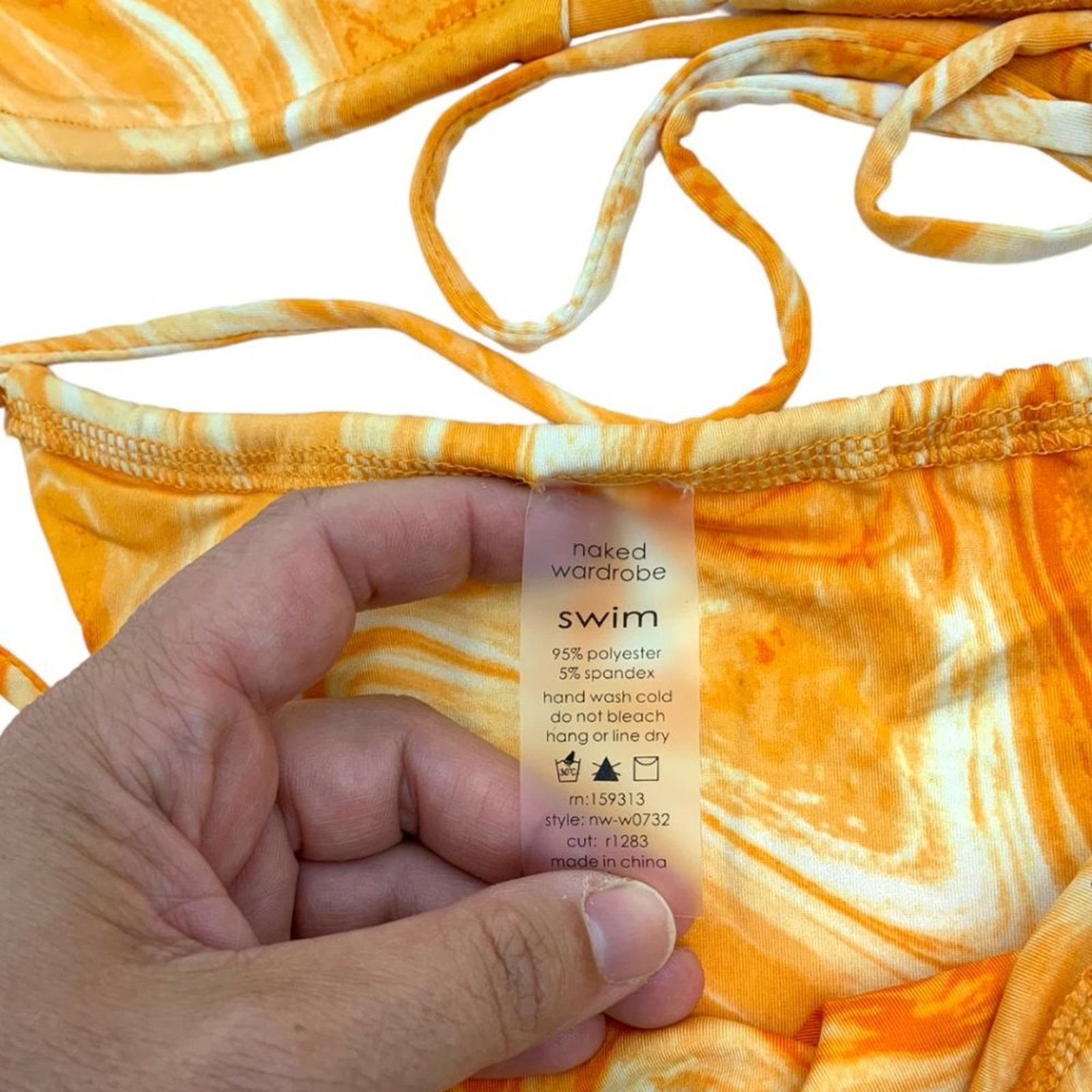Other Naked Wardrobe Dreamsicle Orange String Bikini Set Small NWT Size ONE SIZE - 3 Thumbnail