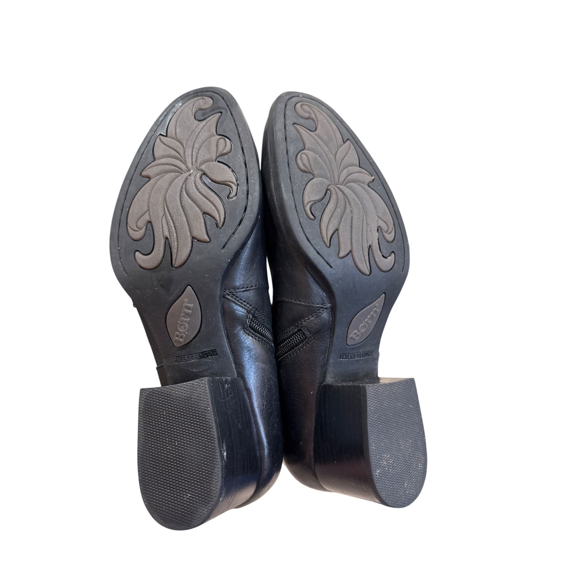 Born Born Womens Black Leather Booties Size 9M SKU 7768 Size US 9 / IT 39 - 9 Thumbnail