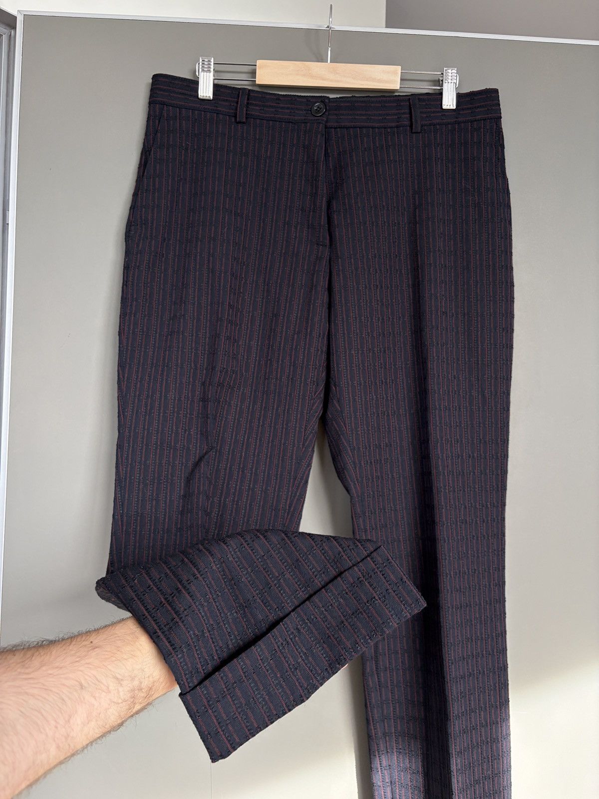 Dries Van Noten Dries Van Noten Textures Deep Blue/Red Classic Trousers Size 27" / US 4 / IT 40 - 6 Thumbnail