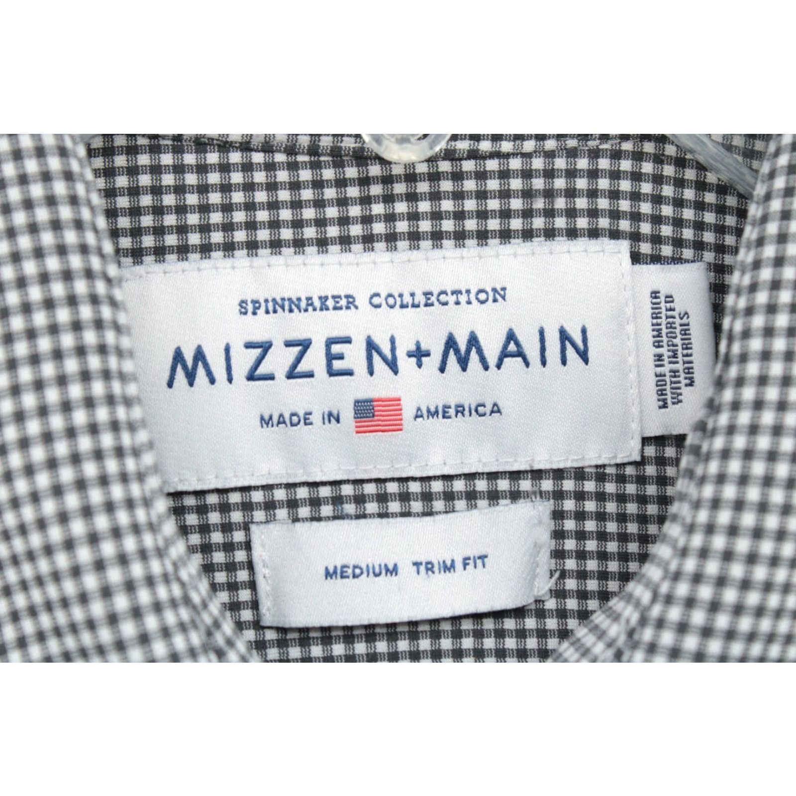 Mizzen+Main Mizzen+Main Spinnaker Shirt Mens M Black Gingham Check Trim Fit Performance Shirt Size US M / EU 48-50 / 2 - 6 Thumbnail