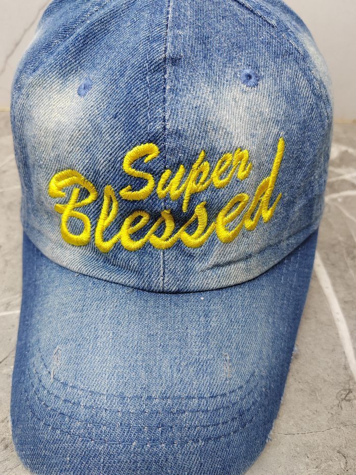 Japanese Brand Vintage Super Blessed Denim Style Cap Hat Size ONE SIZE - 3 Thumbnail