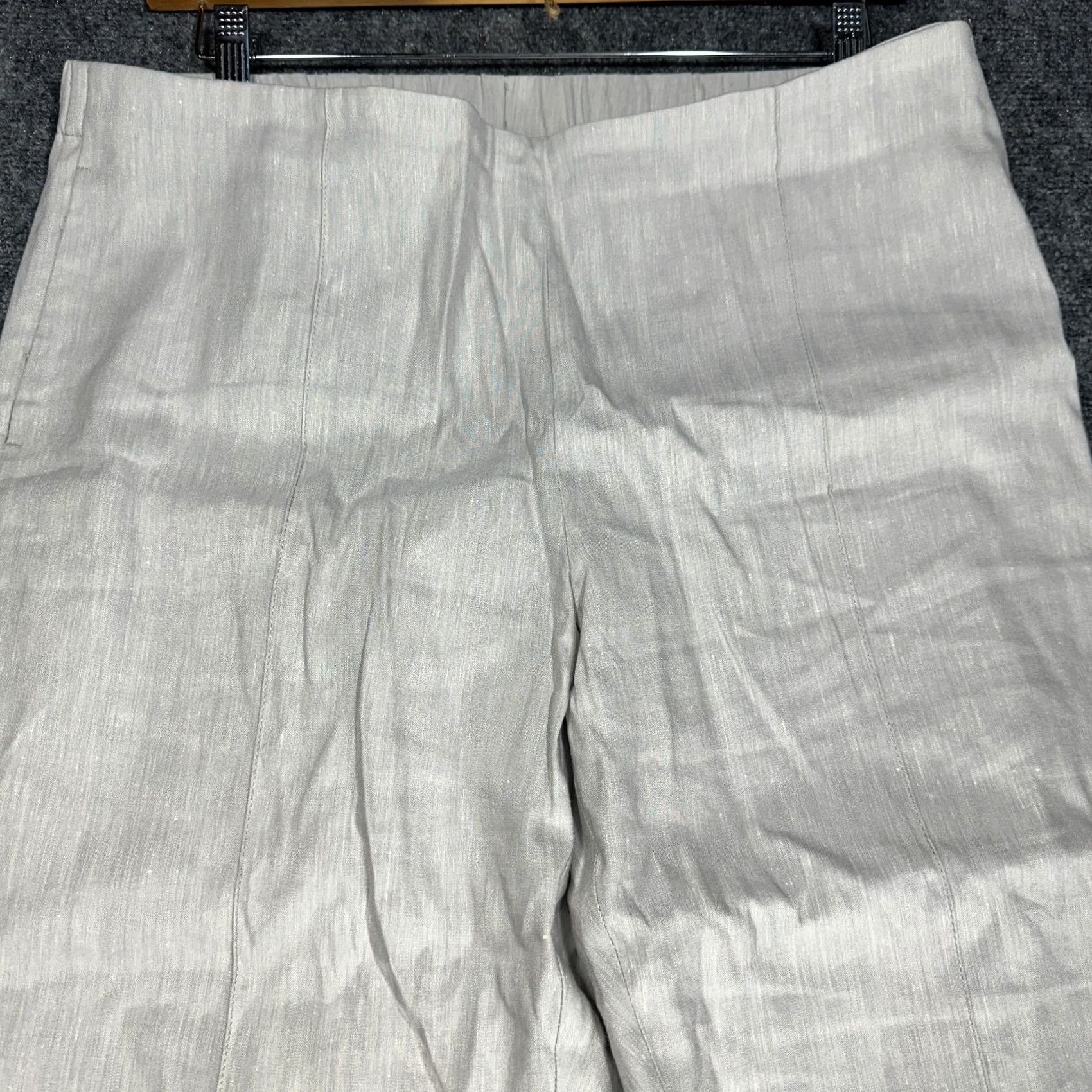 J. Jill VINTAGE J. Jill Linen Stretch Pants Womens Large Petite Beige Crop Pockets Pull On Size 25" / US 0 / IT 36 - 3 Thumbnail