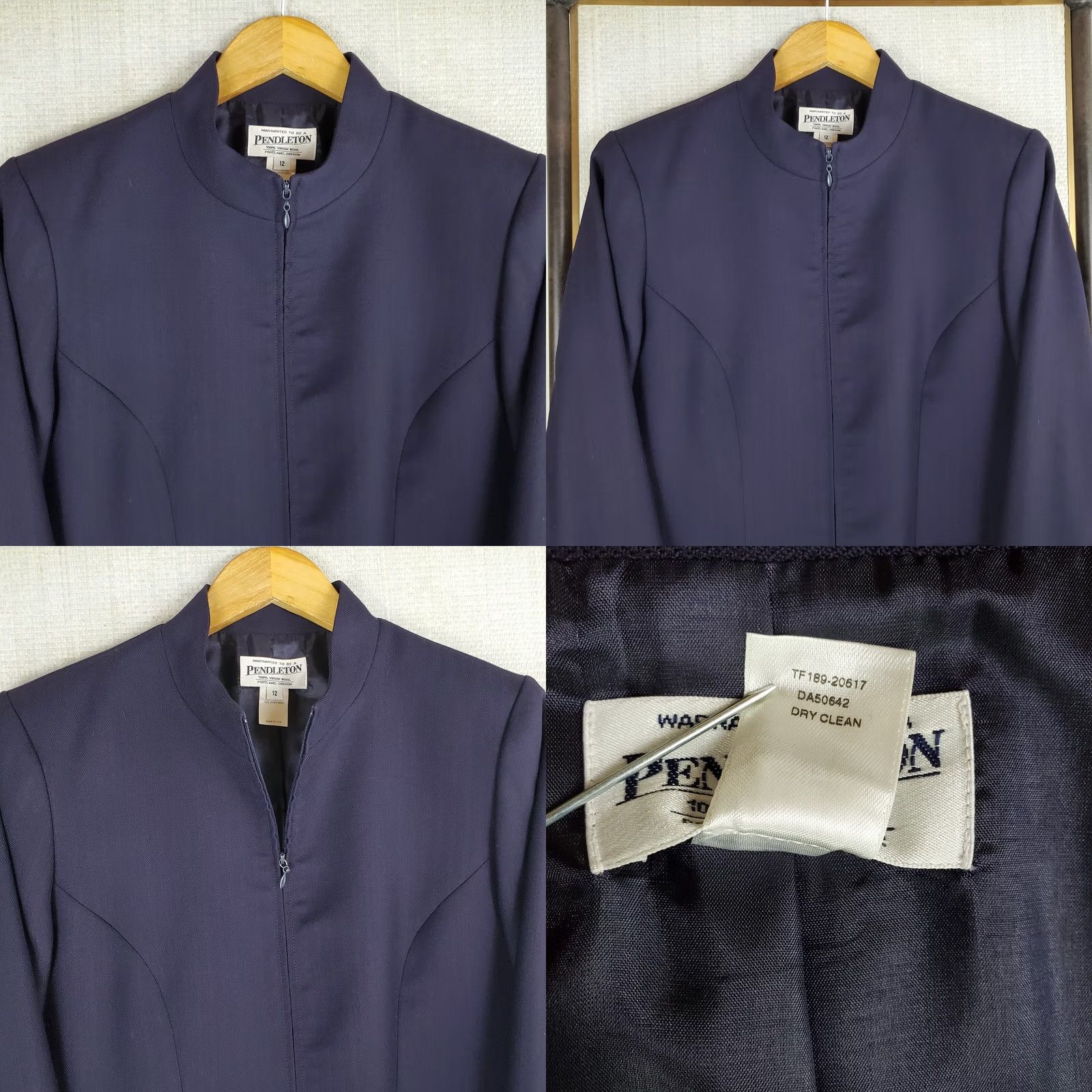 Pendleton VINTAGE Pendleton Womens 12 Jacket Full Zip 100% Virgin Wool Eggplant Moto Coat Size XL / US 12-14 / IT 48-50 - 10 Thumbnail