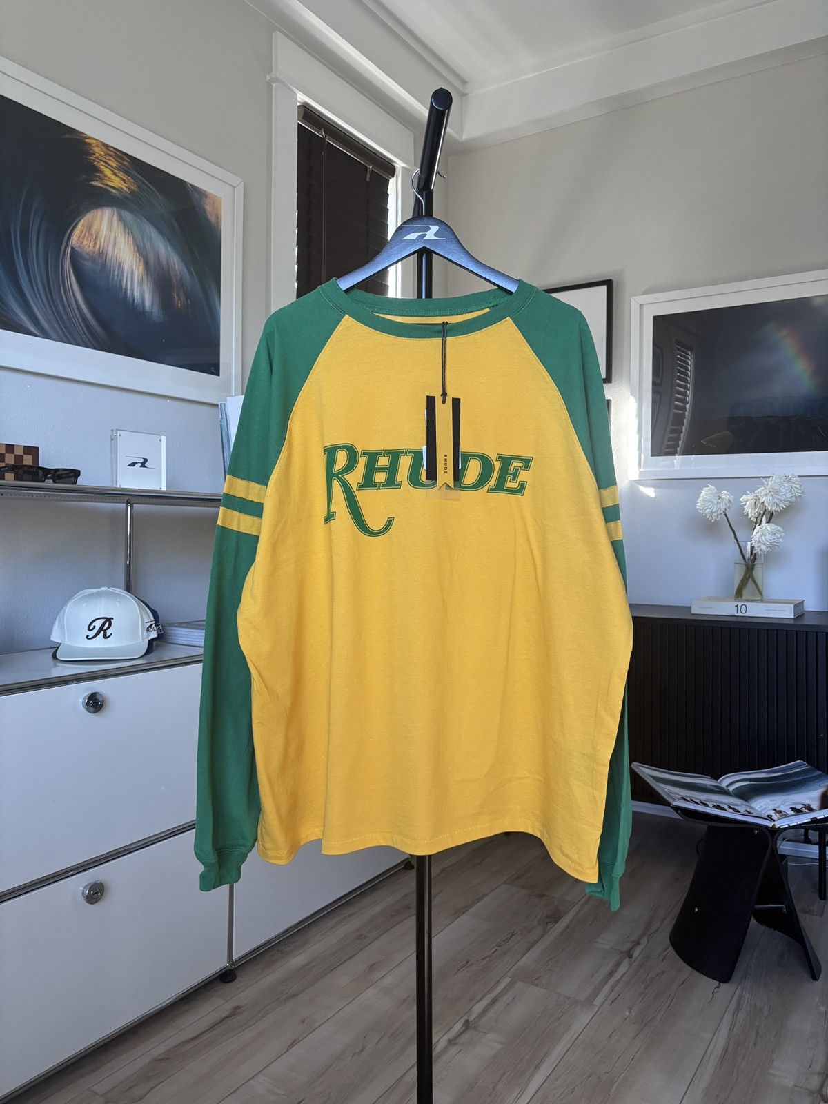 Rhude RHUDE | YELLOW GREEN LOGO JERSEY TEE Size US XXL / EU 58 / 5 - 2 Thumbnail