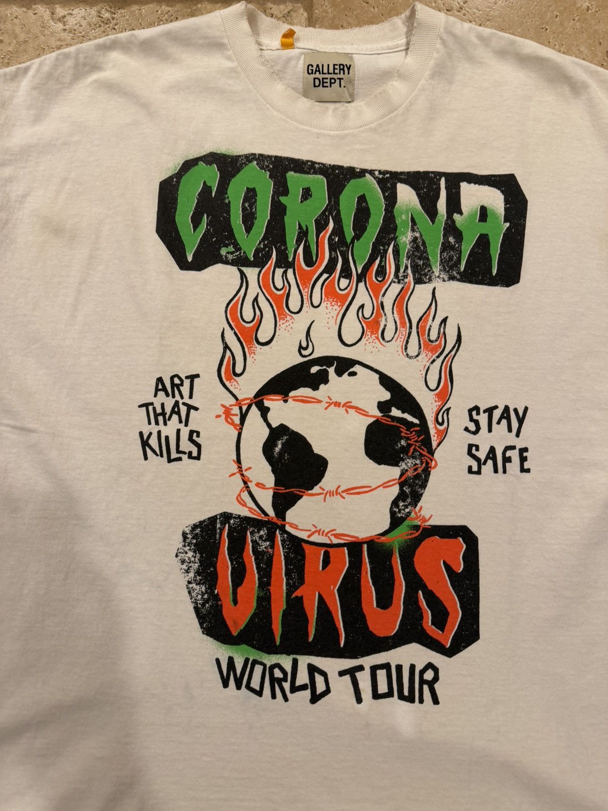 Gallery Dept. Gallery Dept OG Corona Virus ATK World Tour White/Cream Tee Size US XXL / EU 58 / 5 - 5 Thumbnail
