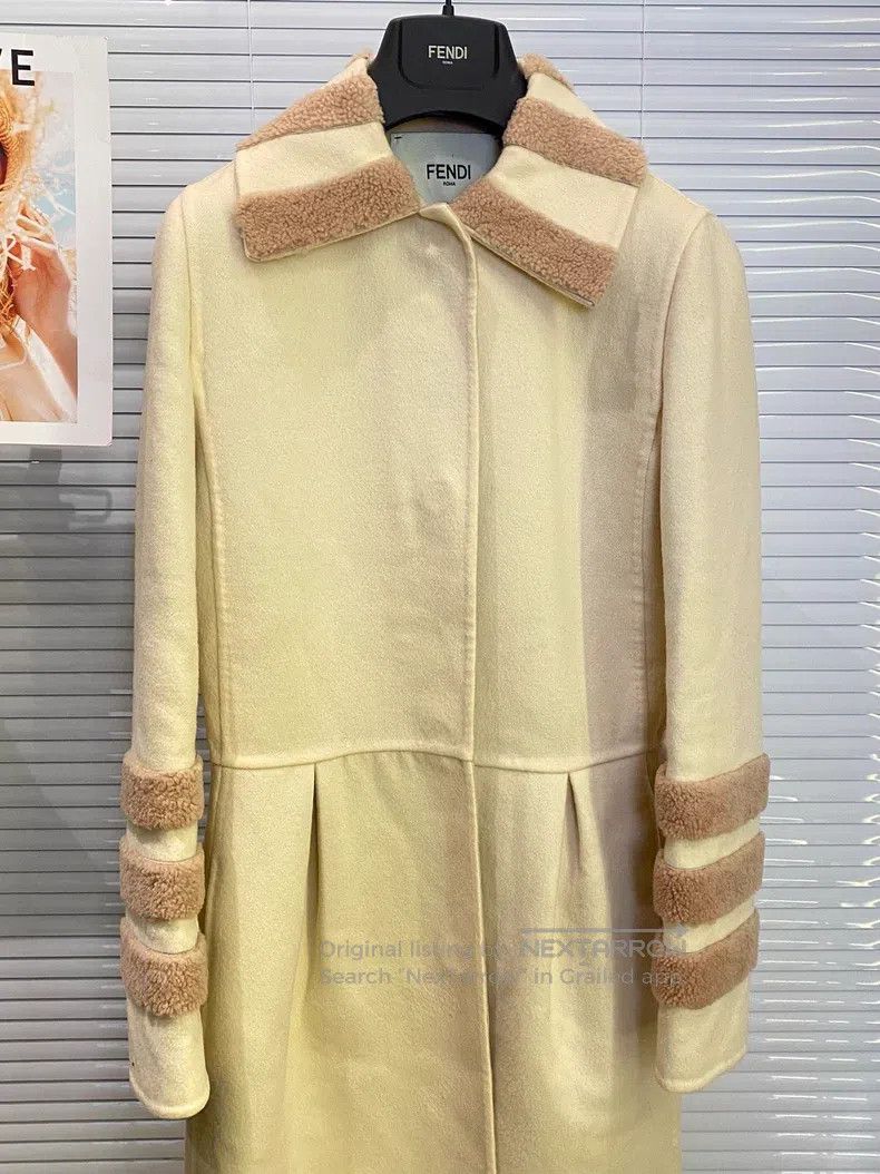 Fendi Fendi Wool Blended Coat, Beige Size XXS / US 00 / IT 34 - 3 Thumbnail