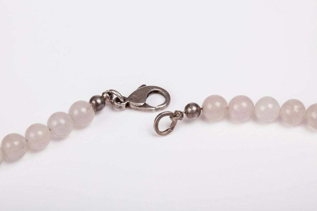 Designer Sterling Silver Carved Rose Quartz Bead Flapper Necklace Size ONE SIZE - 4 Thumbnail