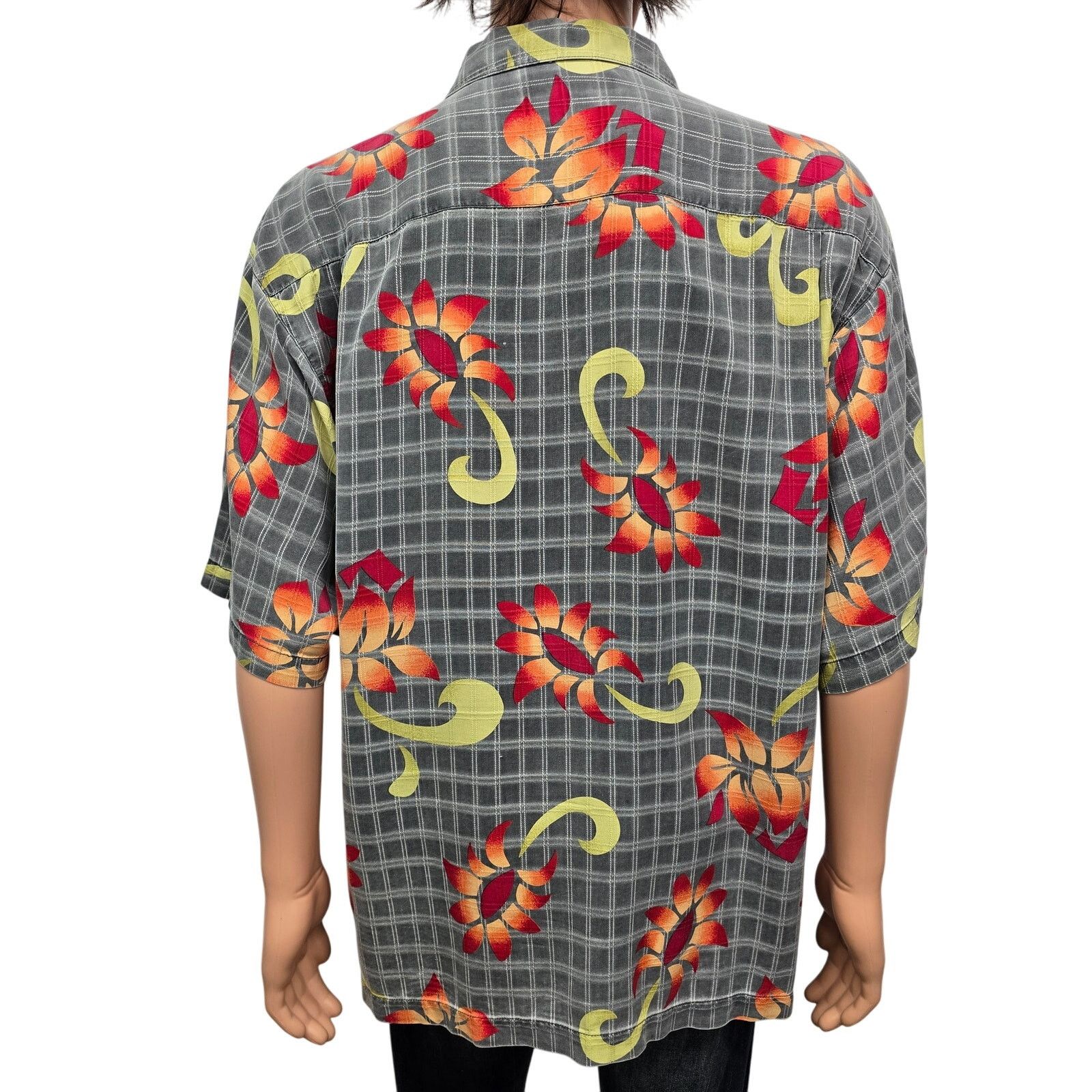 Tommy Bahama Tommy Bahama Silk Camp Shirt Floral Plaid Check Hawaiian XL Size US XL / EU 56 / 4 - 10 Thumbnail