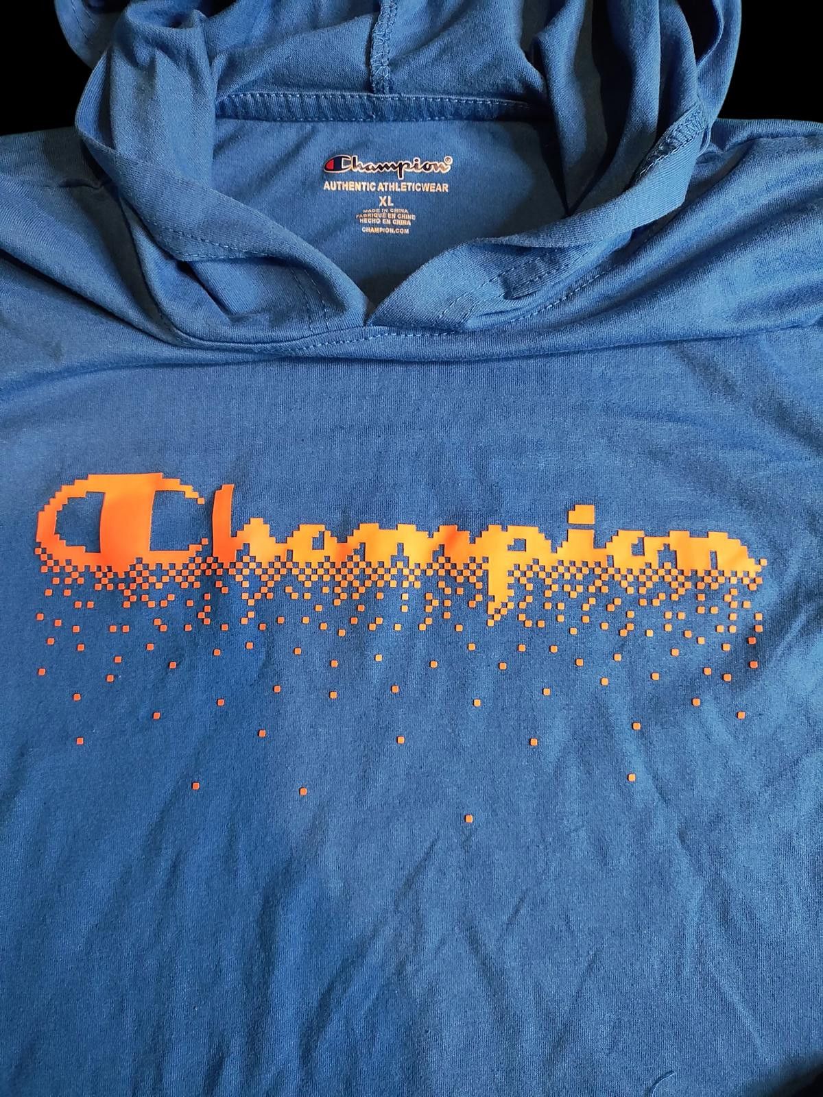 Champion Champion Kids' Blue Hoodie with Orange Logo Size US XL / EU 56 / 4 - 4 Thumbnail