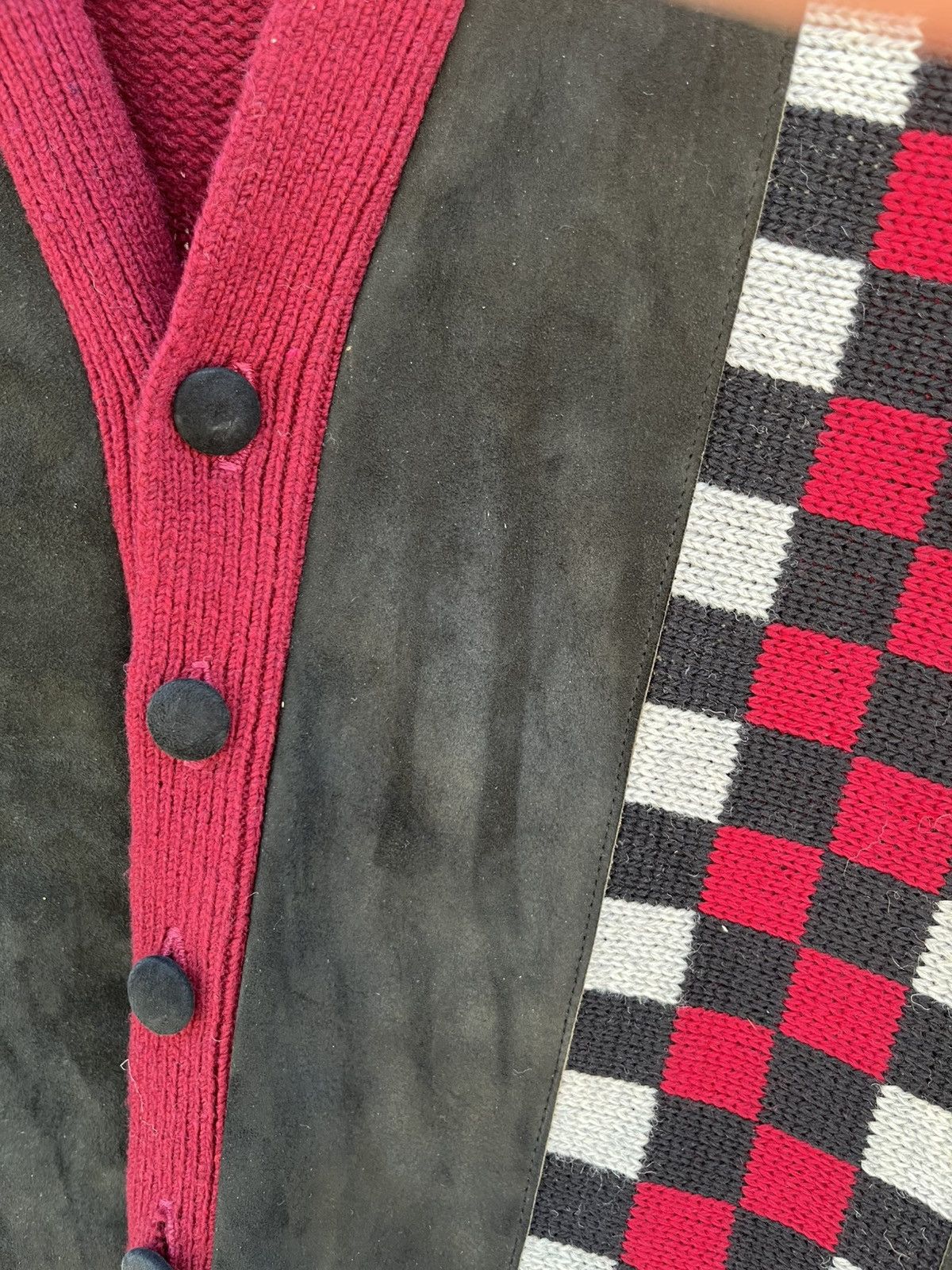 Vintage 1960’s Palle di Moda Vintage Wool Suede Checkered Cardigan Size US L / EU 52-54 / 3 - 9 Thumbnail