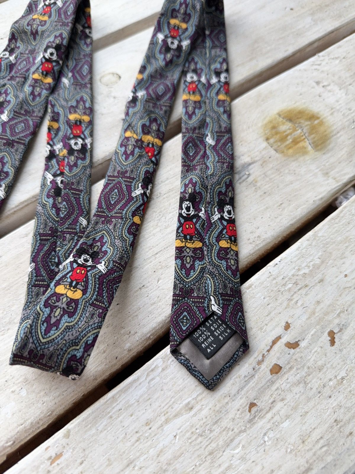 Cartoon Network × Disney × Vintage Vintage Disney Mickey Mouse Silk Tie Atlas Design Size ONE SIZE - 4 Thumbnail