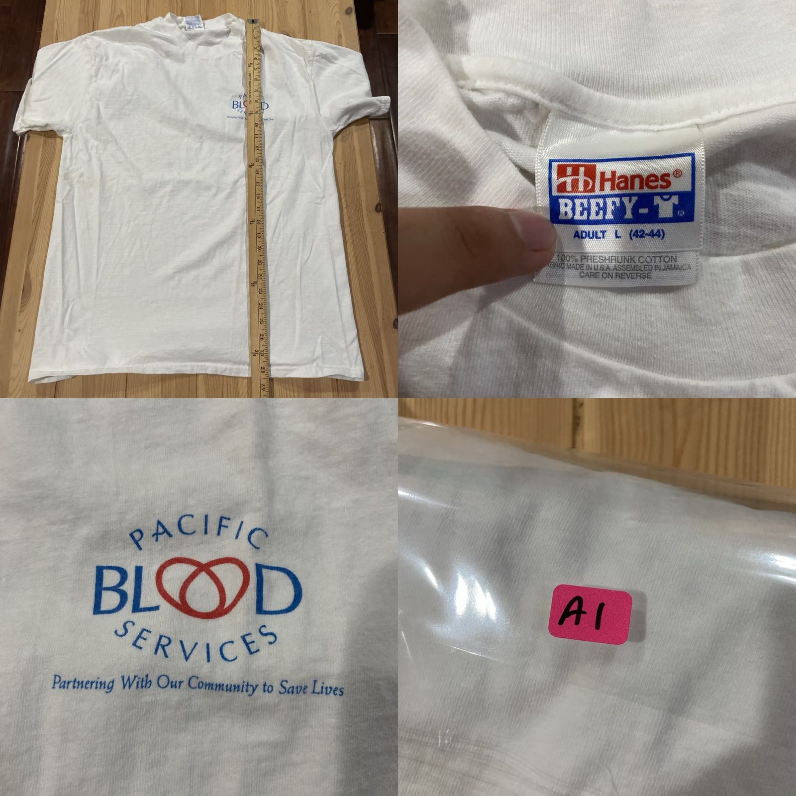 Hanes VINTAGE Donate Blood T-Shirt Hanes White Cartoon Peanuts Size L Mens Boys Peanuts Style Spellout 90s Size US L / EU 52-54 / 3 - 8 Thumbnail