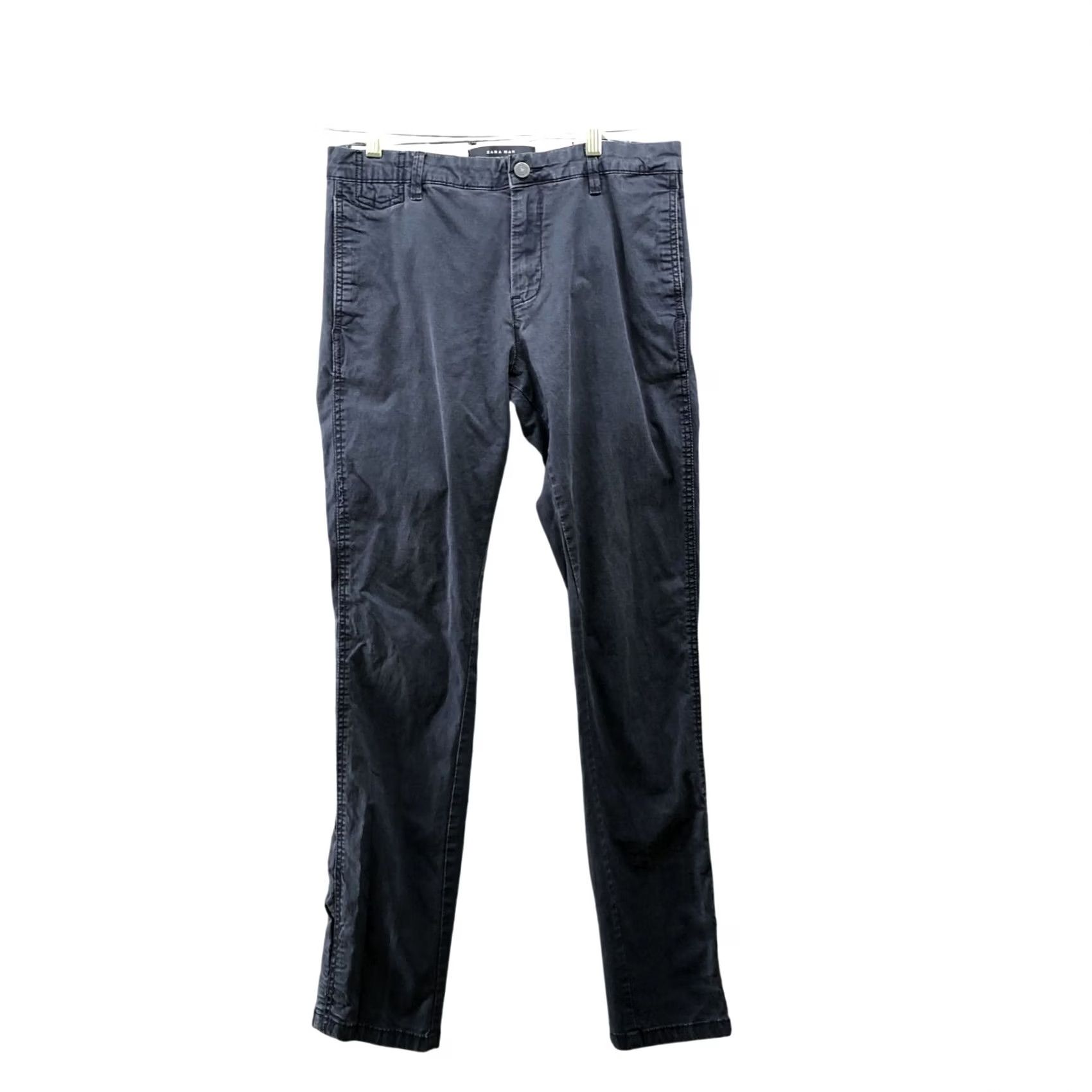 Zara Zara Slim Chino Pants Mens 31x33 Navy Blue Flat Front Flat Front Chino Pants Slim Fit 31 Mens Blue Zara Pants Men Size US 31 - 2 Thumbnail