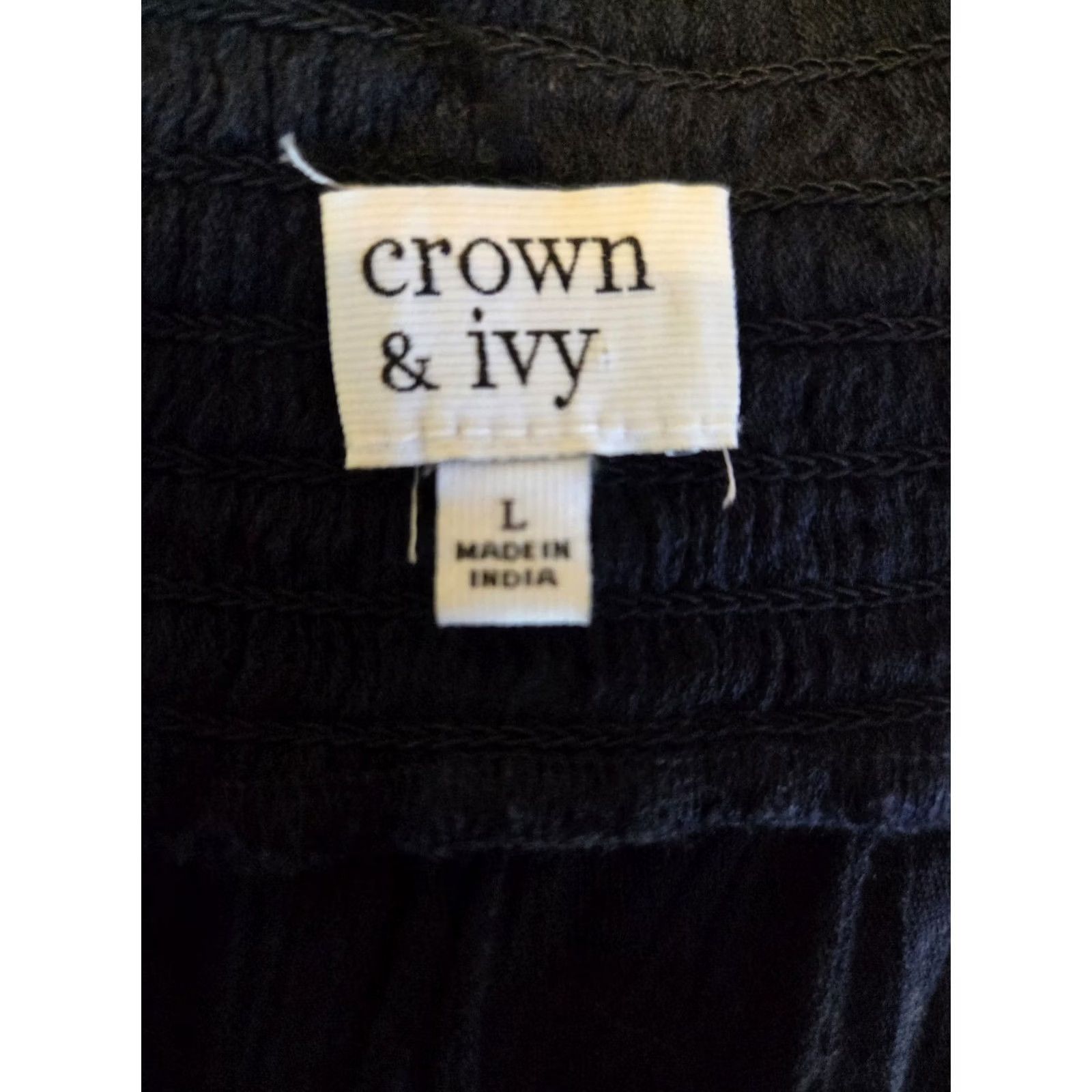 Vintage Crown & Ivy Navy Blue Floral Embroidered Smocked Trim Top Blouse Size L Womens Casual Hippie Boho Size L / US 10 / IT 46 - 8 Thumbnail