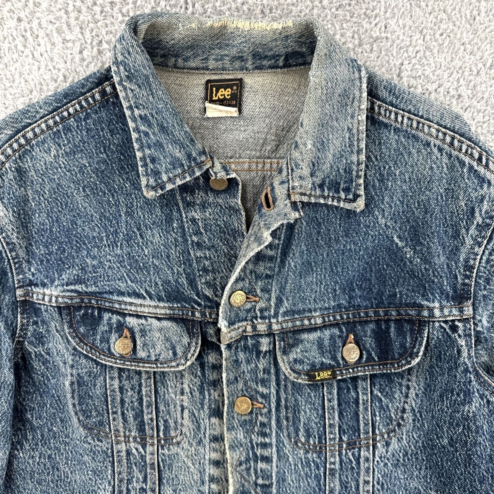 Lee VINTAGE Lee Riders M.R. Adult Medium PATD-153438 Made In USA Distressed Denim Jacket Rockabilly Blue Men Size US M / EU 48-50 / 2 - 5 Thumbnail