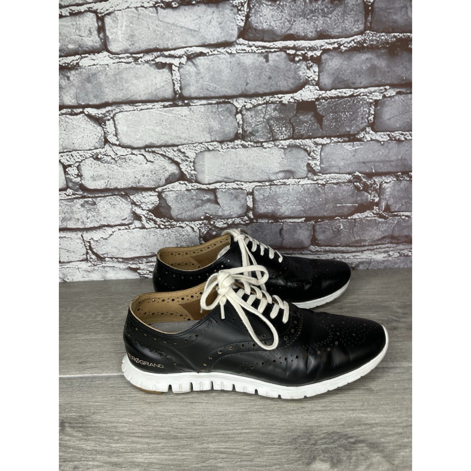 Cole Haan Cole Haan Zerogrand Black Leather Lace Up Wing Oxfords Women Size US 7 / IT 37 - 9 Thumbnail