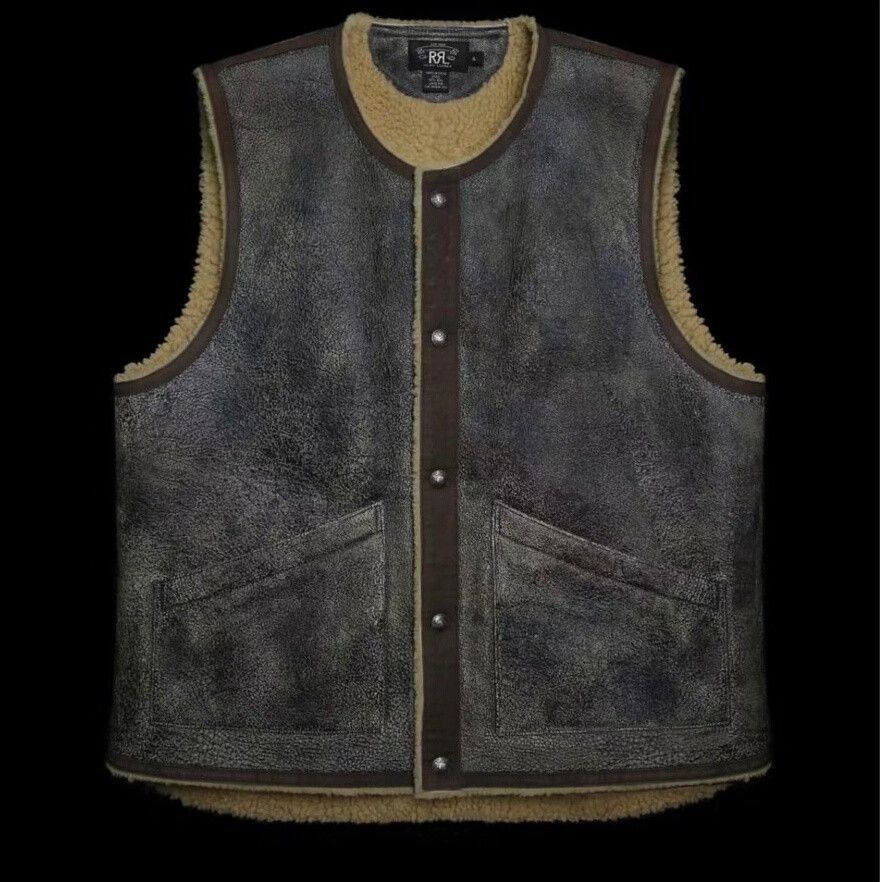 RRL Ralph Lauren vintage-inspired leather shearling vest Size US L / EU 52-54 / 3 - 1 Thumbnail