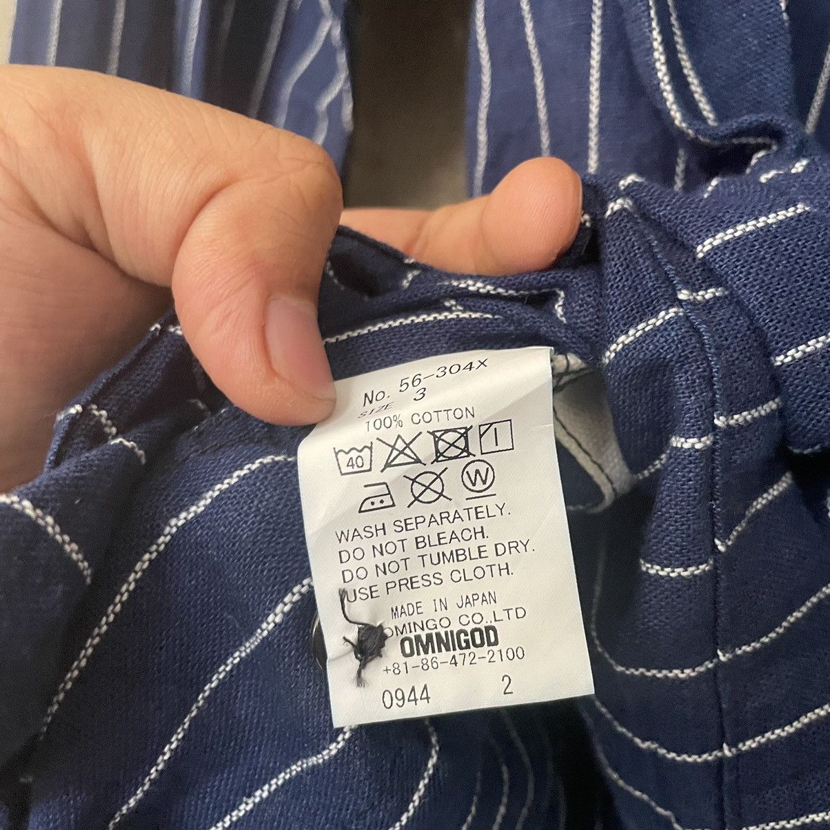 Designer × Japanese Brand × OMNIGOD Work Overshirt Wabash Omnigod Band Collar Striped Indigo Size US L / EU 52-54 / 3 - 11 Thumbnail
