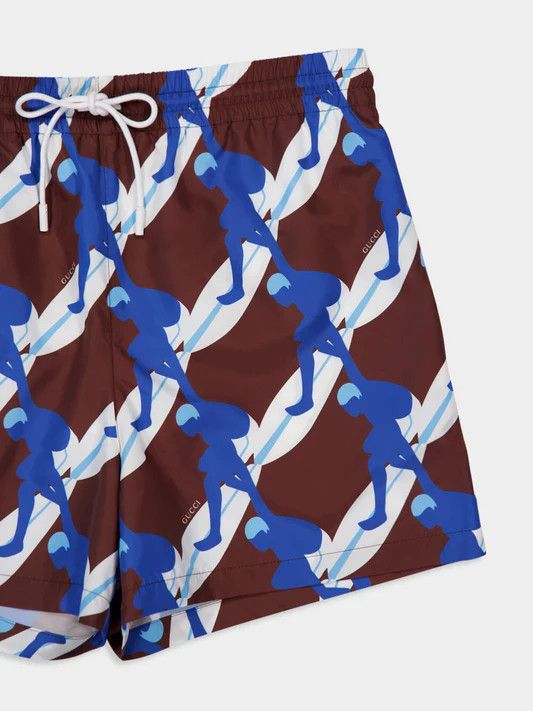 Gucci o1la5ras0426 Printed Technical Poplin Swimshorts Size US 30 / EU 46 - 3 Thumbnail