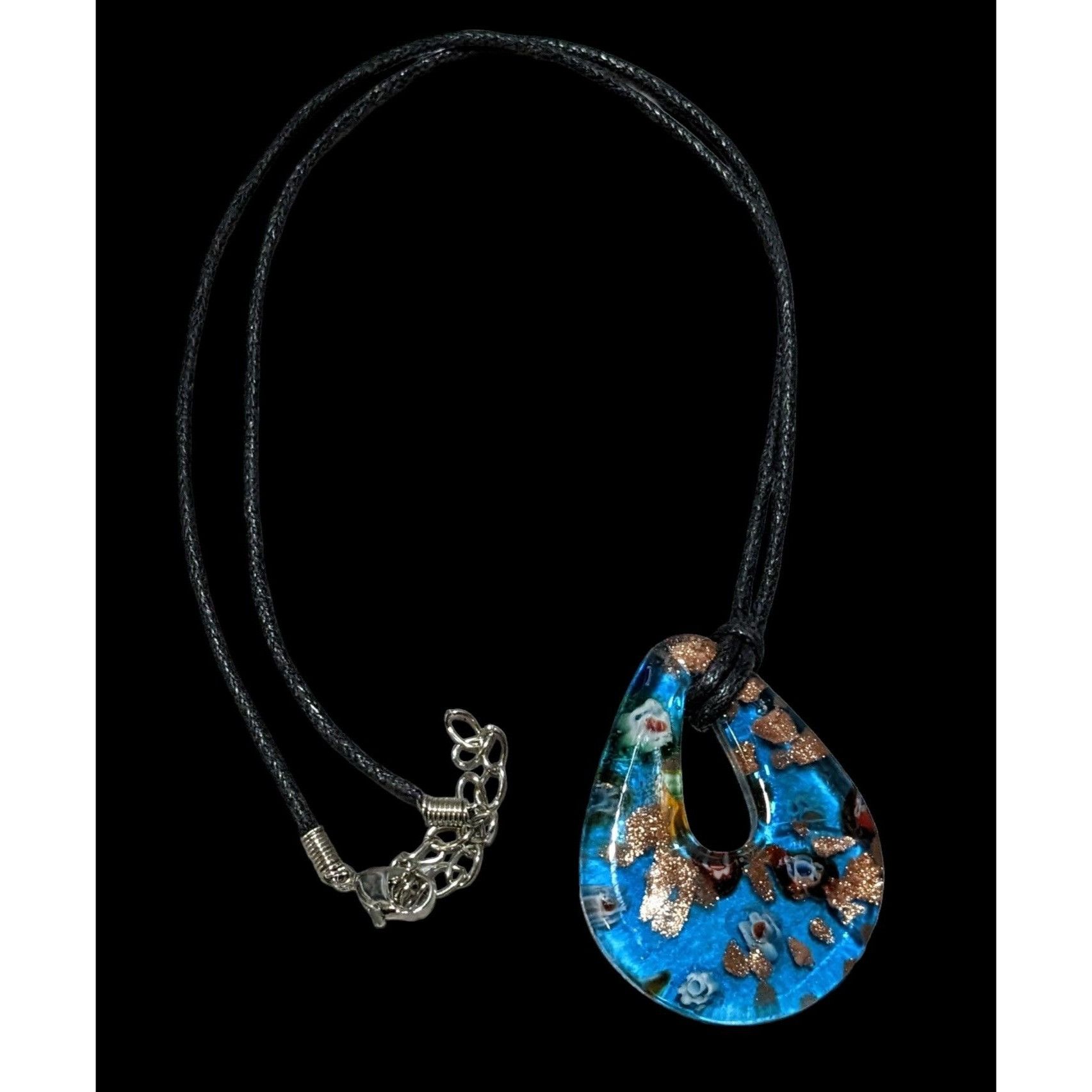 Other Blue Millefiori Glass Blue Teardrop Necklace Size ONE SIZE - 1 Thumbnail