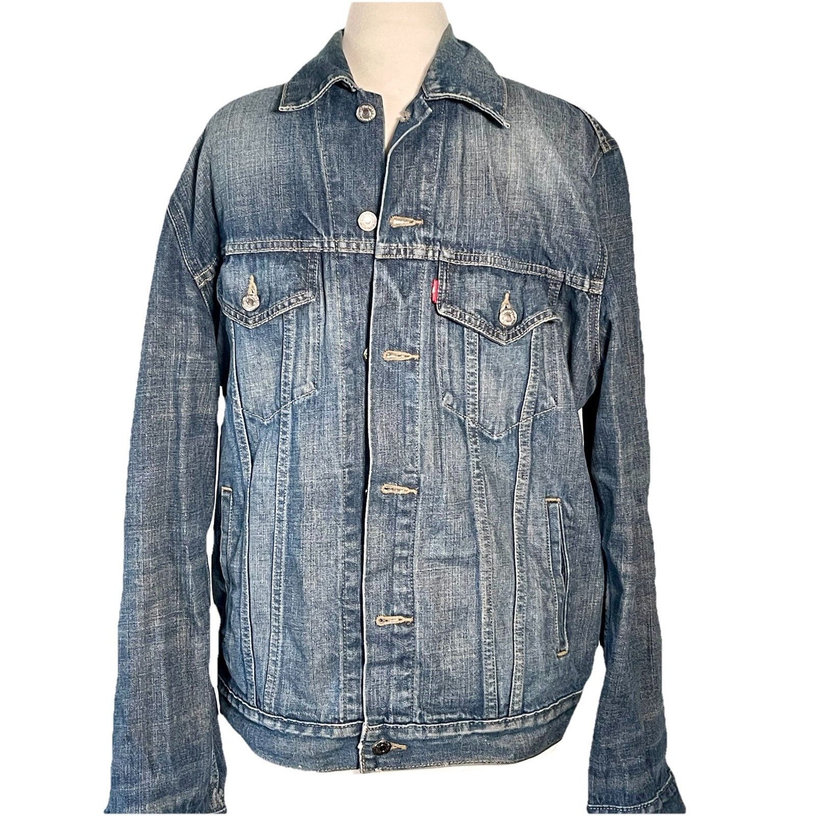 Levi's Levi Strauss Men’s Denim Trucker Biker Jacket Large Blue Size US L / EU 52-54 / 3 - 1 Thumbnail