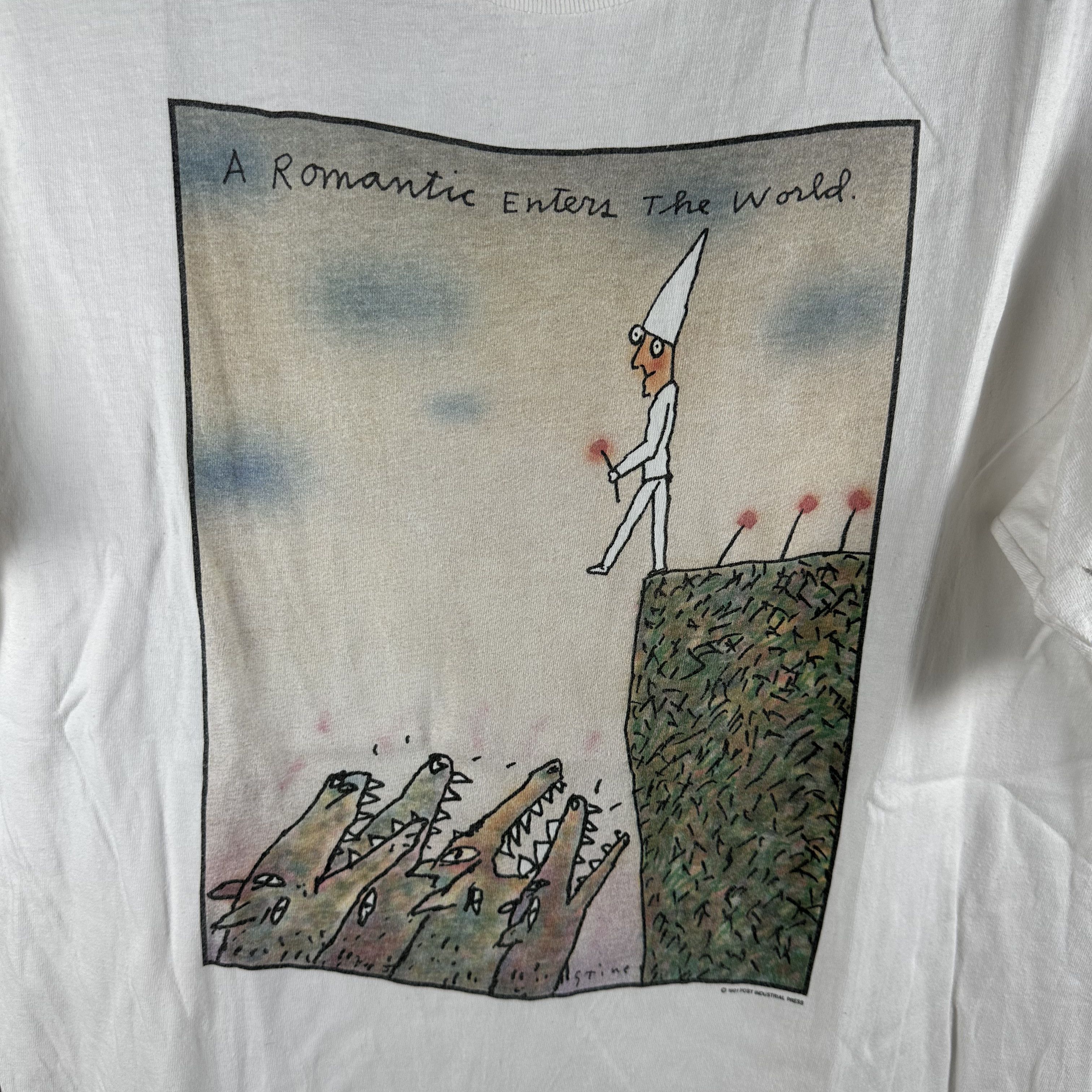 Vintage 1991 Richard Stine A Romantic Enters The World Art T-shirt Size US XL / EU 56 / 4 - 2 Thumbnail