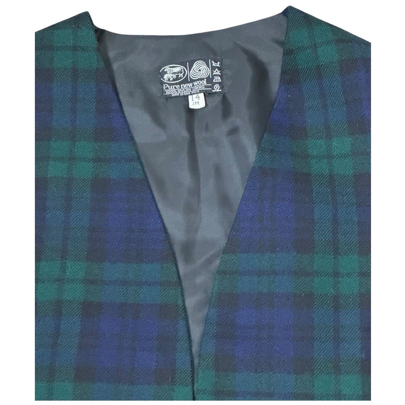 Vintage Vtg Plaid Green wool open front pocketed vest lined medium Size M / US 6-8 / IT 42-44 - 10 Thumbnail