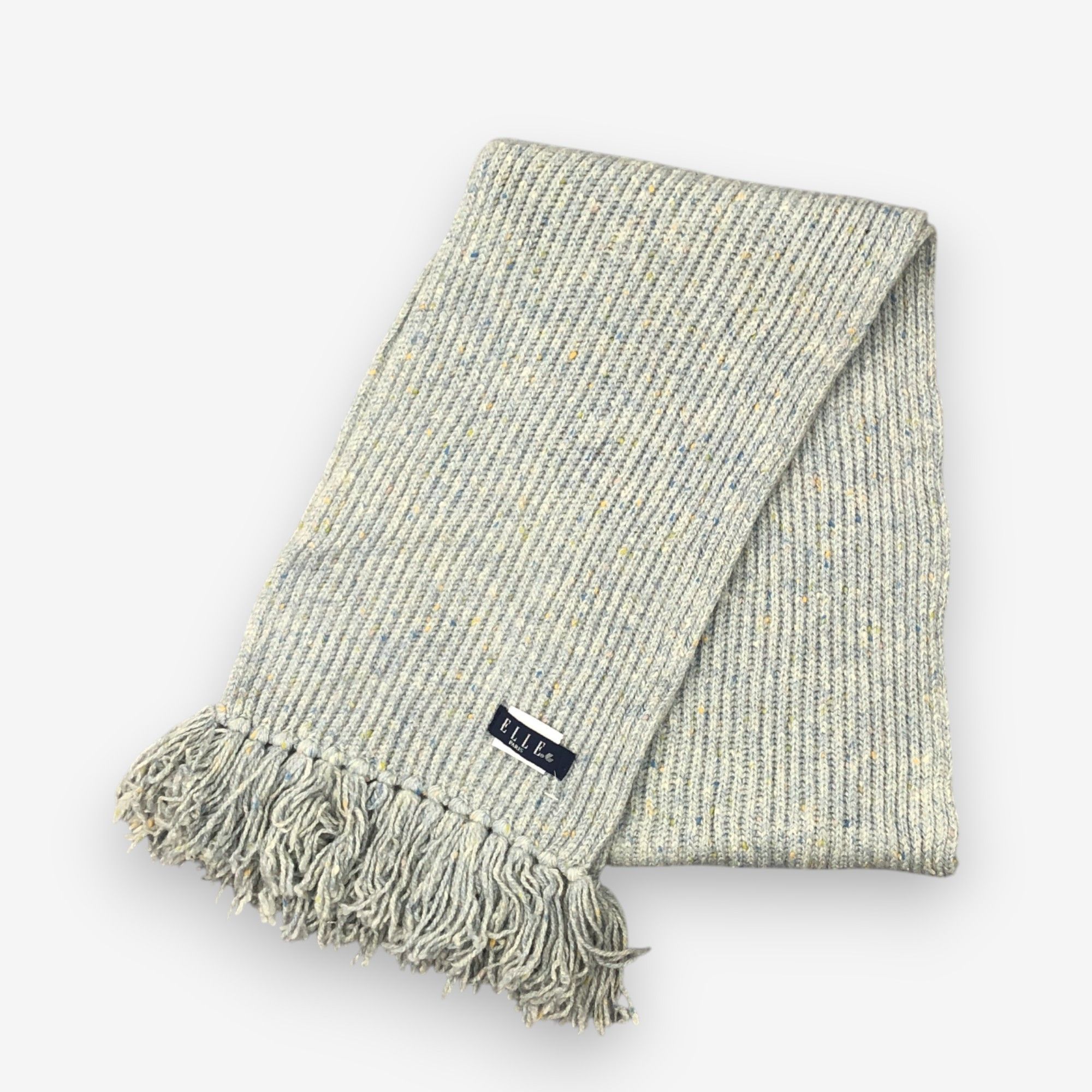 Japanese Brand Vintage Elle Scarf Muffler Wool Ribbed Knit Scarves Size ONE SIZE - 3 Thumbnail
