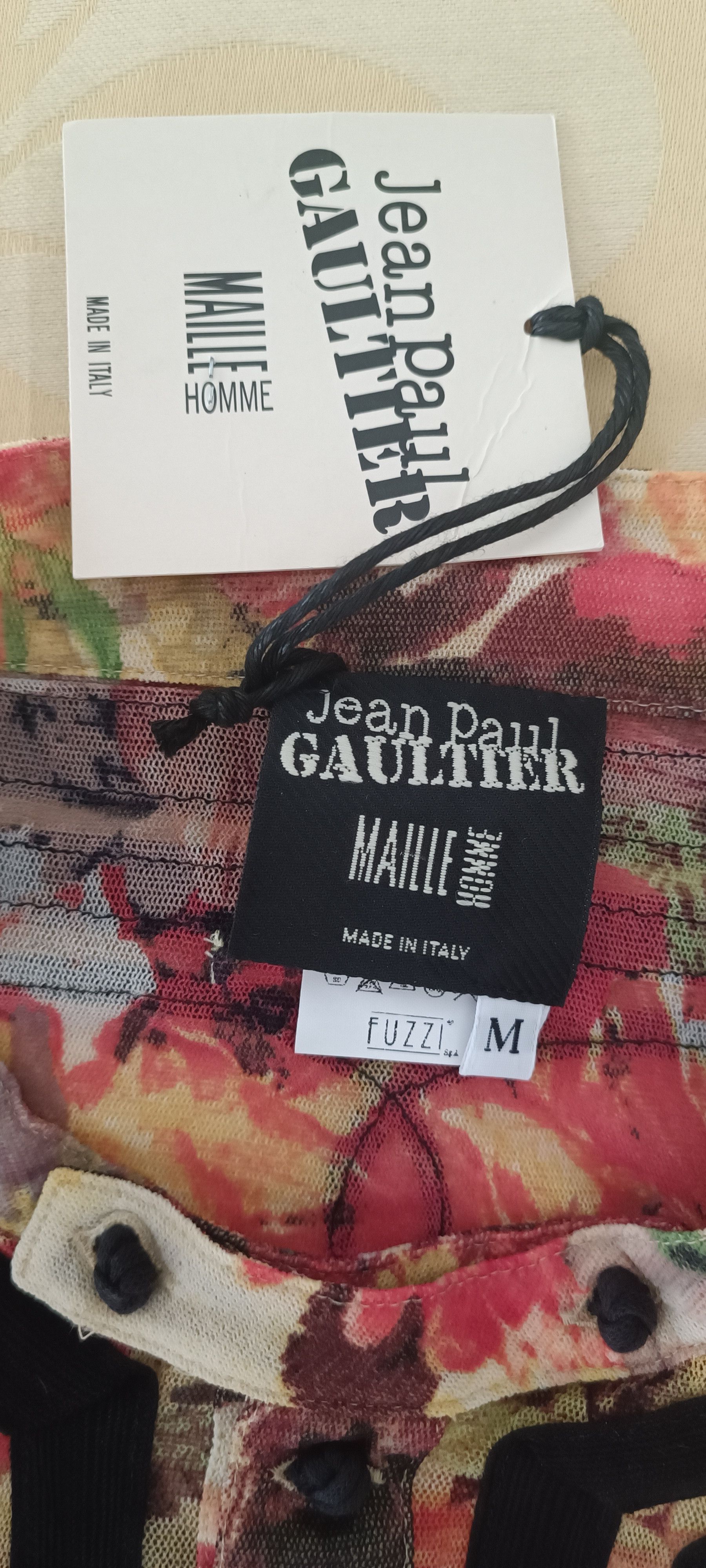 Jean Paul Gaultier 2000's- mesh flower knit top, with mandarin collar Size US M / EU 48-50 / 2 - 2 Thumbnail